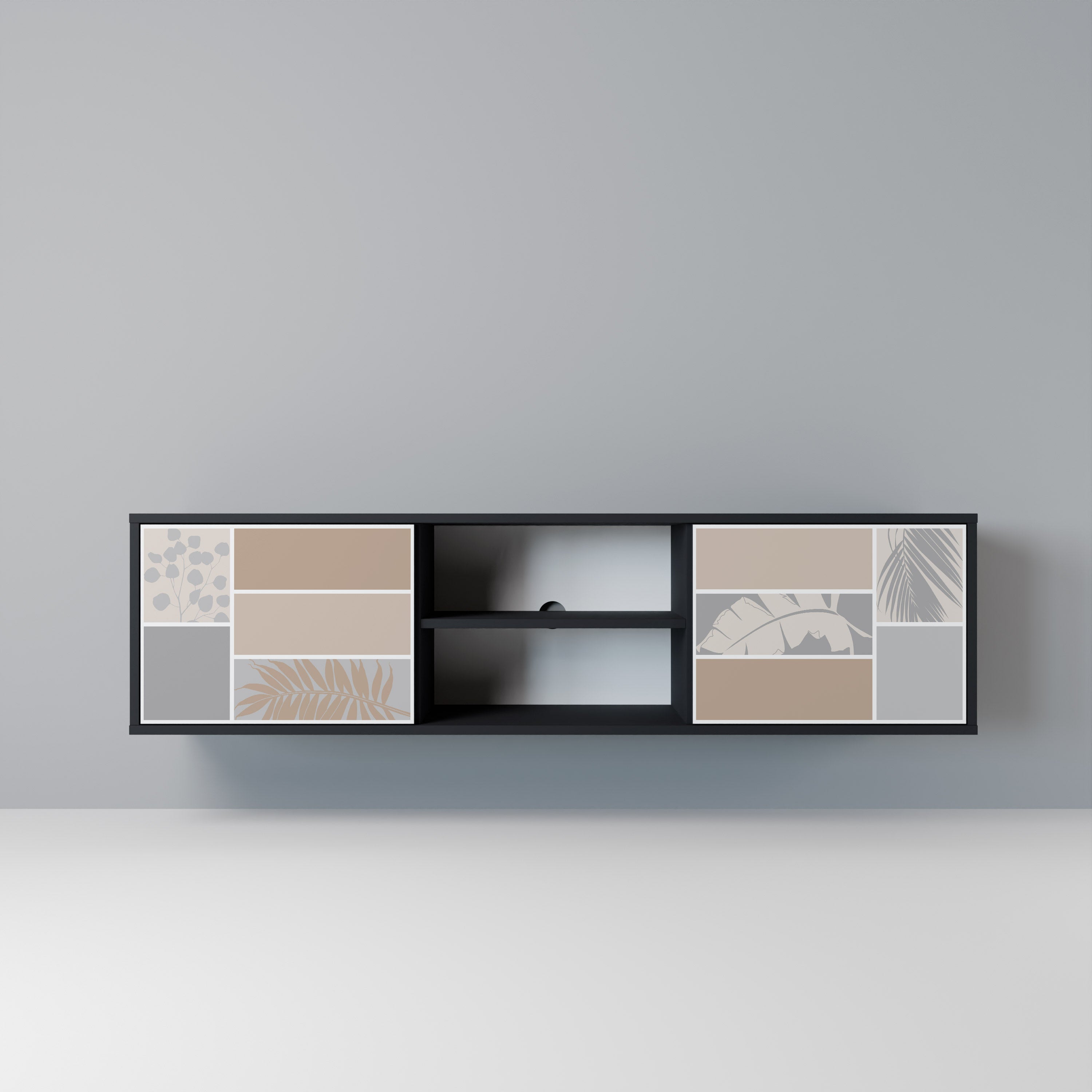 Mueble de TV de 2 puertas TROPICAL SHAPES en acabado negro