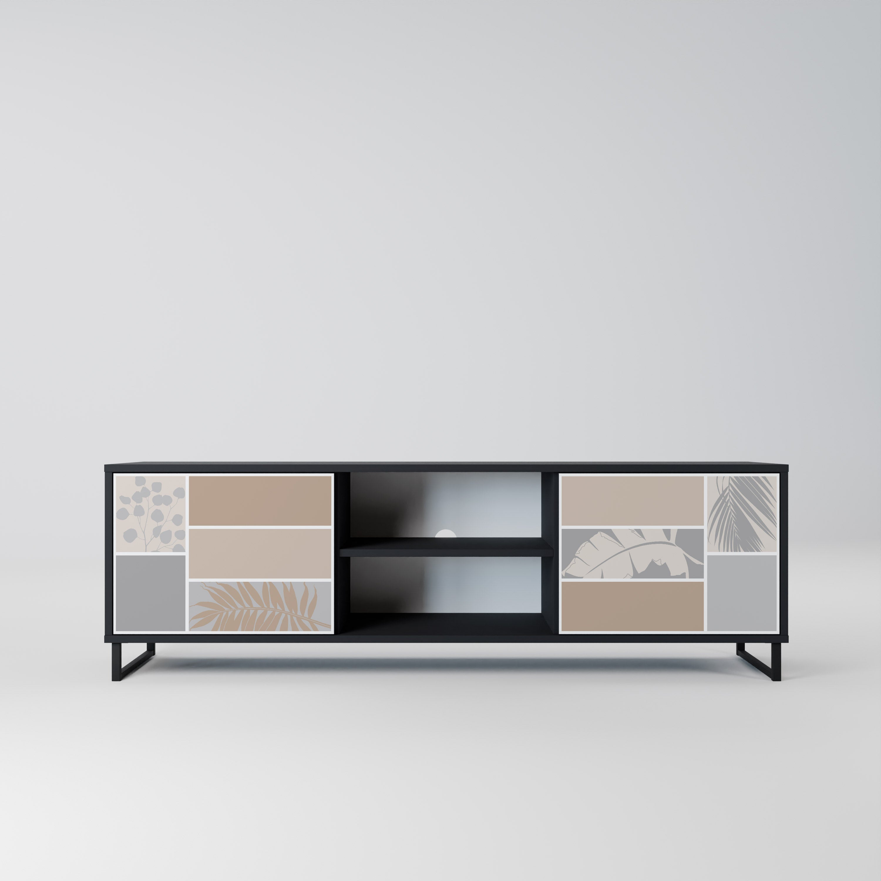 Mueble de TV de 2 puertas TROPICAL SHAPES en acabado negro
