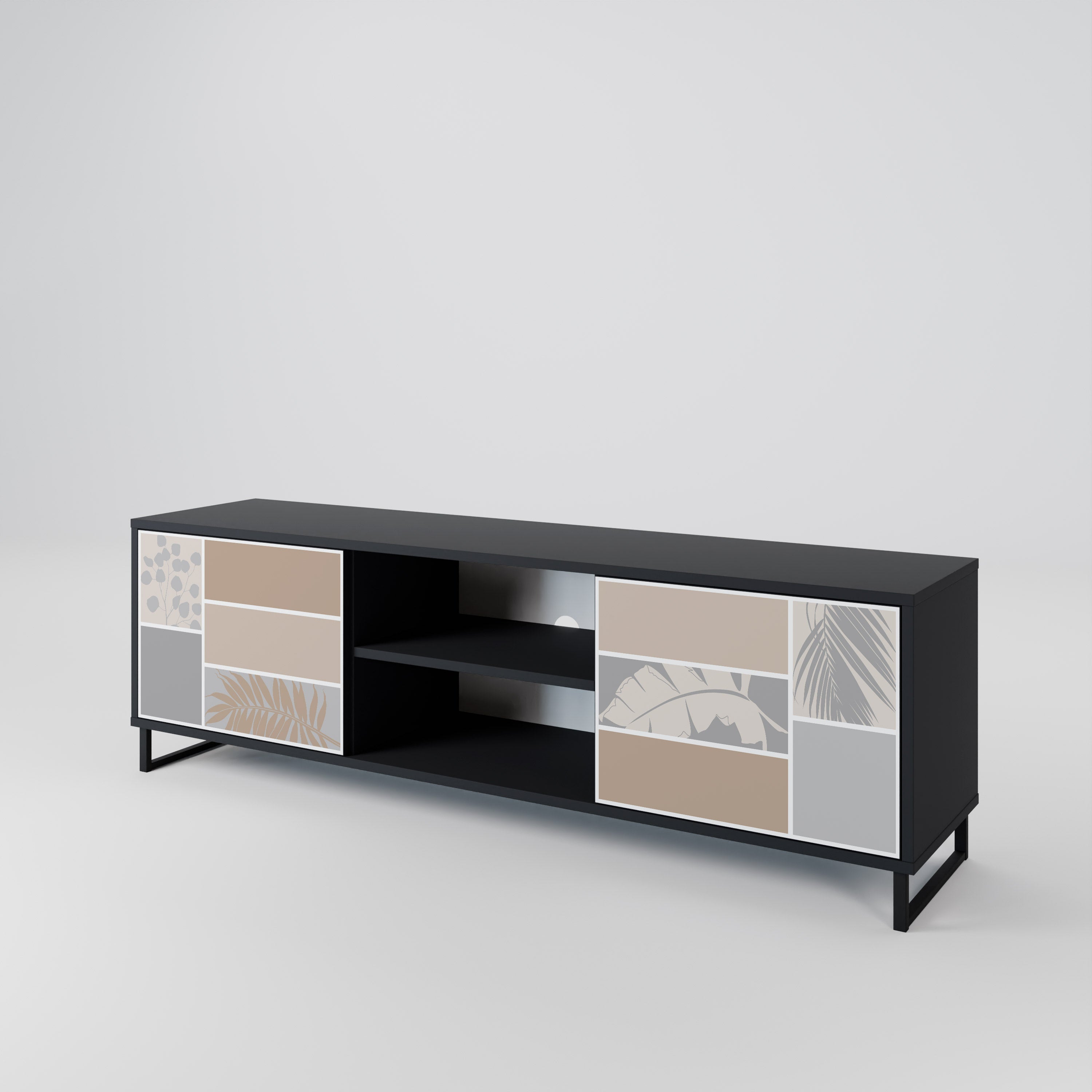Mueble de TV de 2 puertas TROPICAL SHAPES en acabado negro