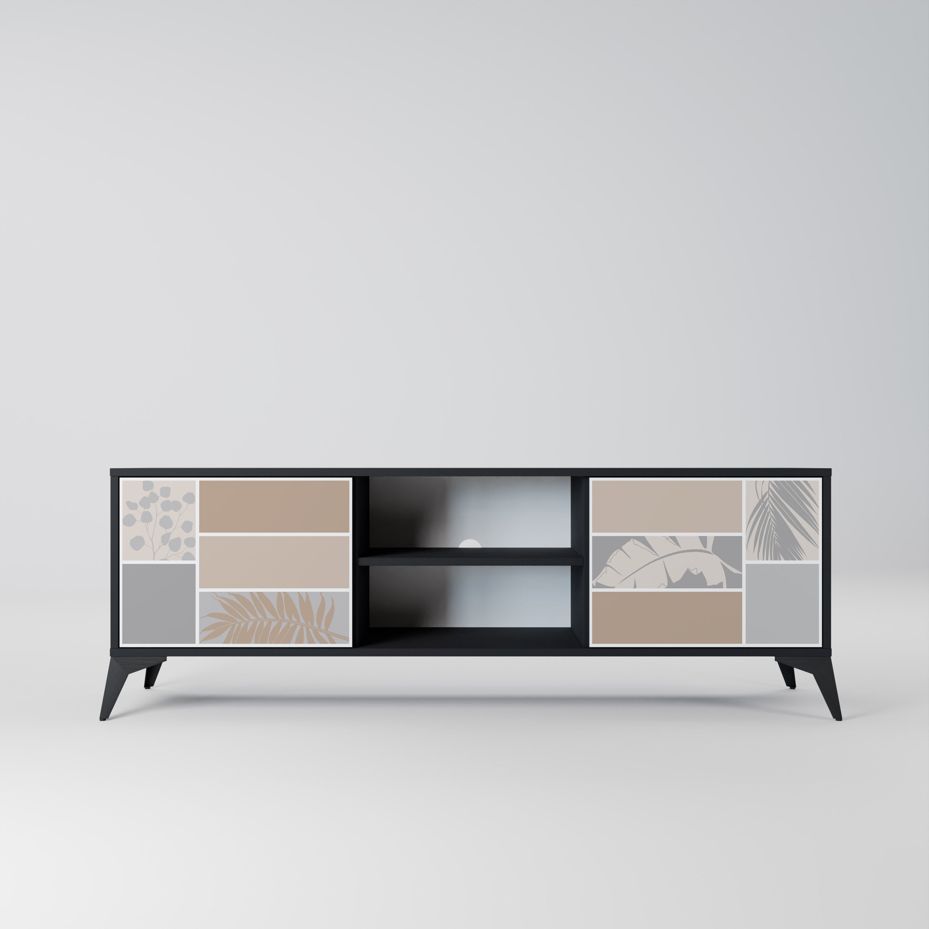 Mueble de TV de 2 puertas TROPICAL SHAPES en acabado negro
