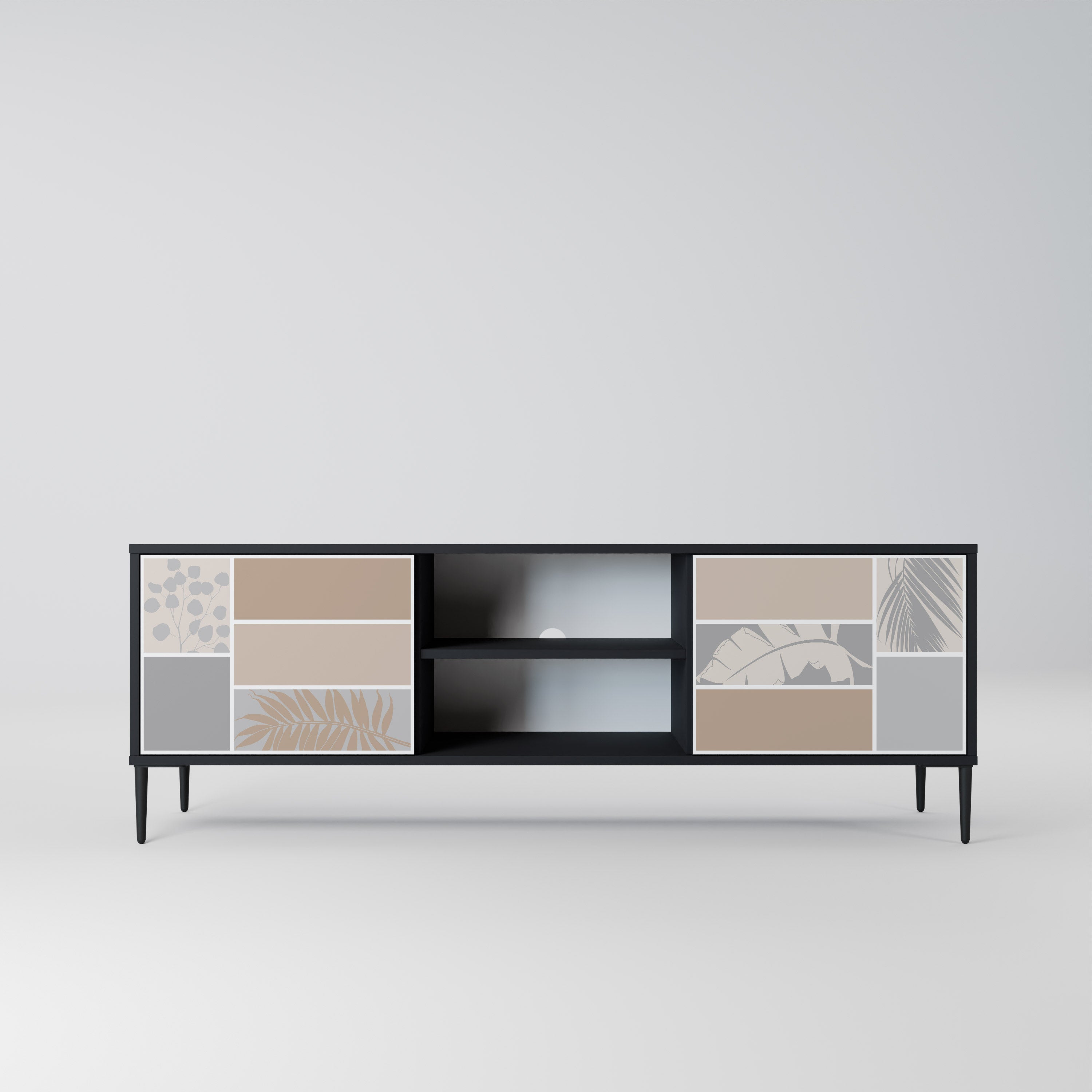 Mueble de TV de 2 puertas TROPICAL SHAPES en acabado negro