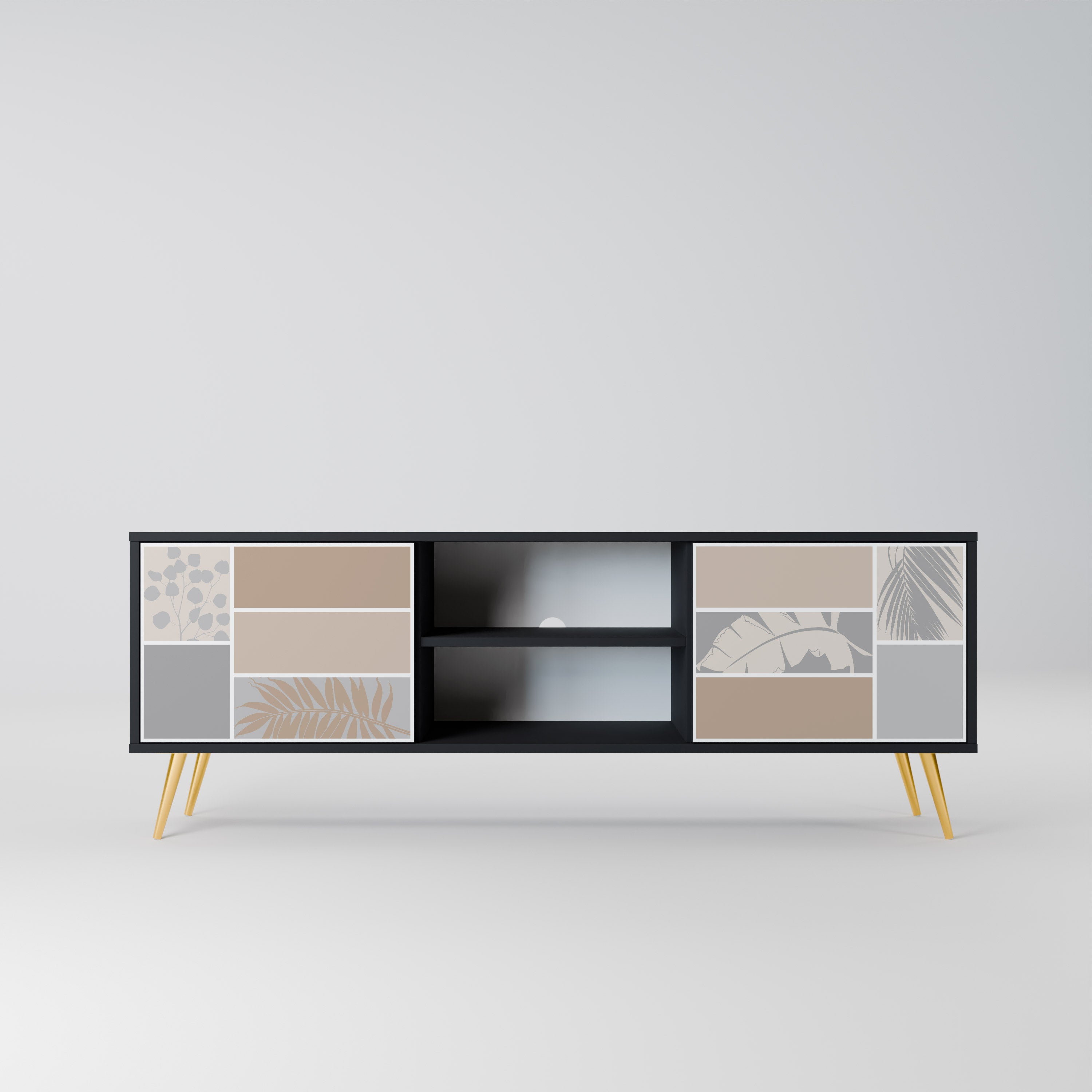 Mueble de TV de 2 puertas TROPICAL SHAPES en acabado negro