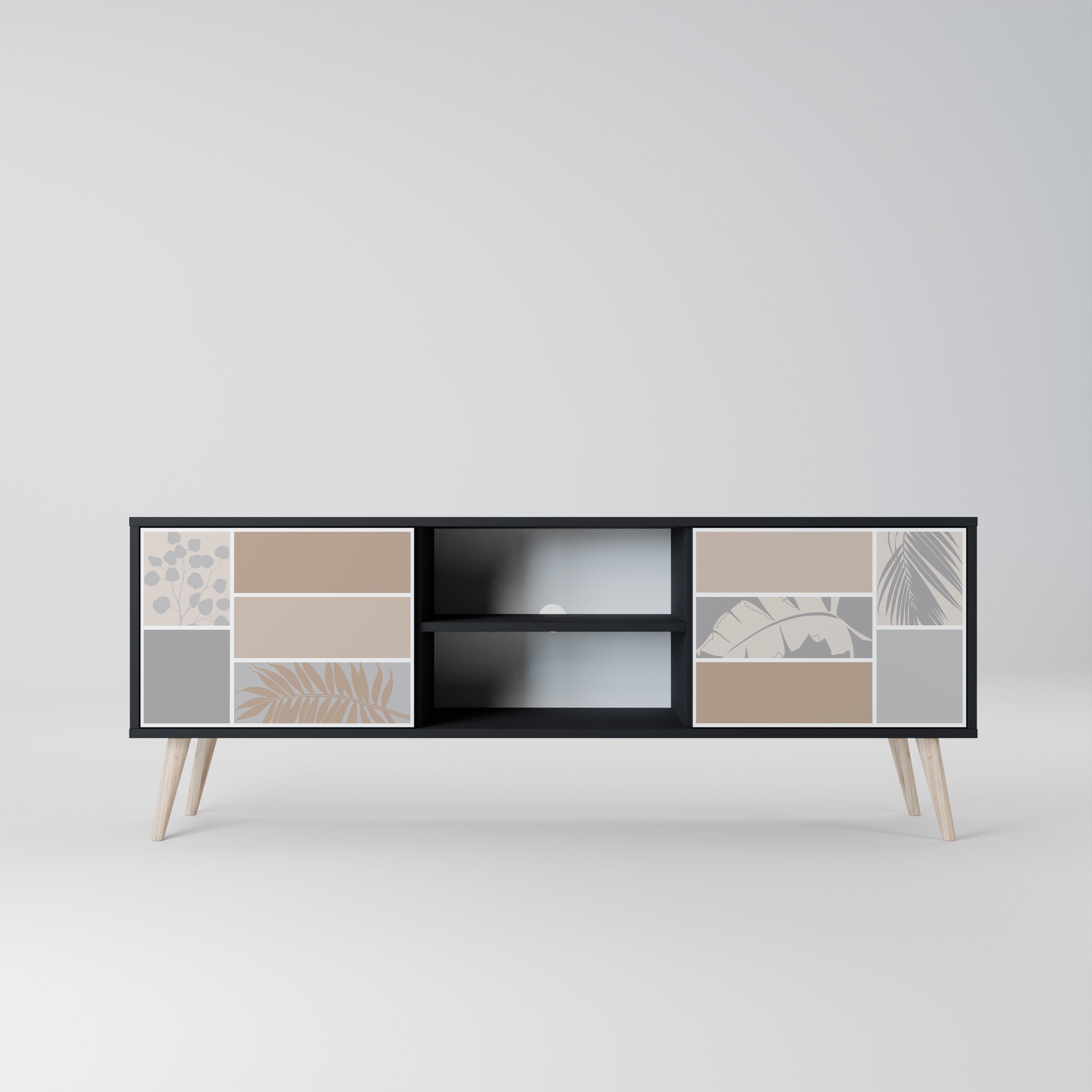 Mueble de TV de 2 puertas TROPICAL SHAPES en acabado negro