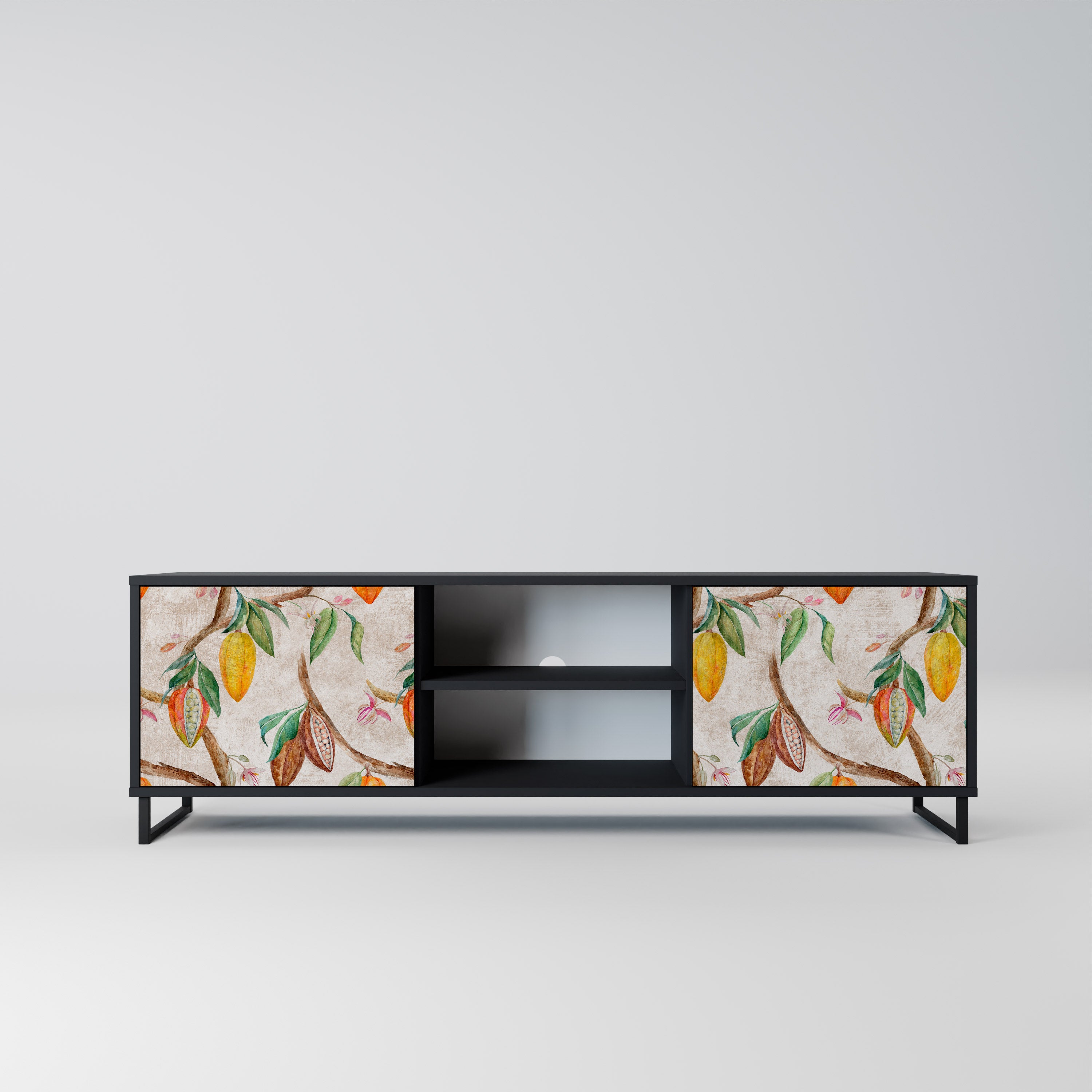 Mueble de TV de 2 puertas COCOA FRUITS con acabado negro