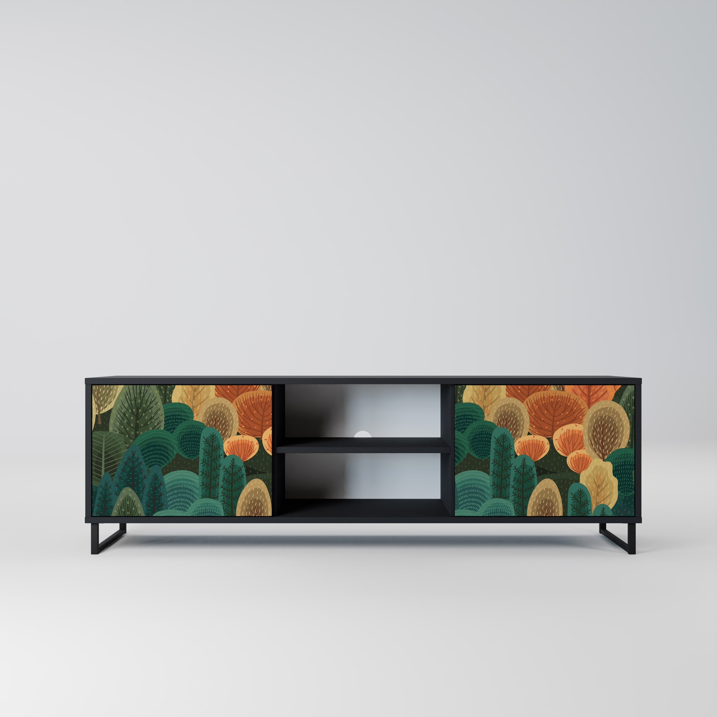 Mueble de TV de 2 puertas AUTUMN KALEIDOSCOPE en acabado negro