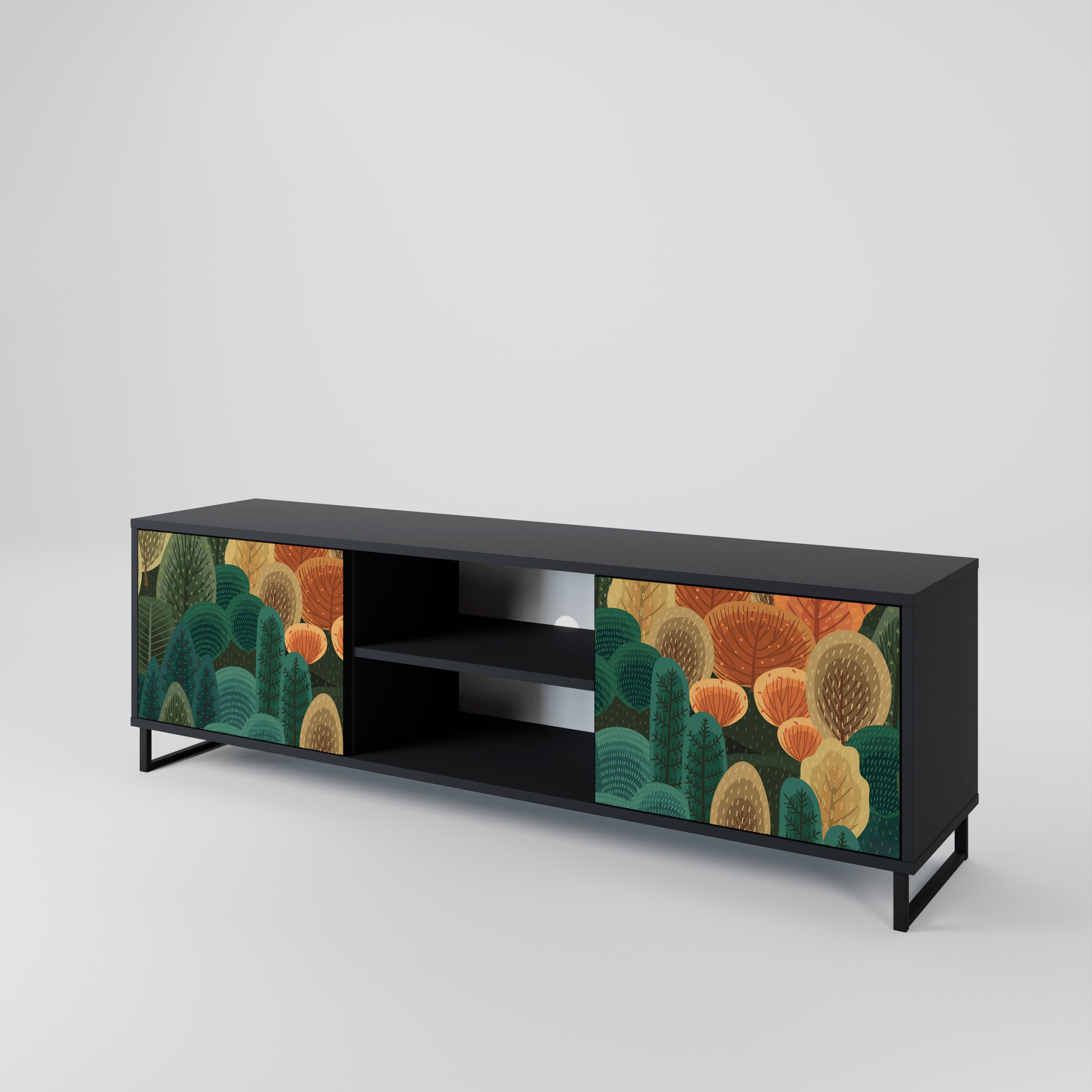 Mueble de TV de 2 puertas AUTUMN KALEIDOSCOPE en acabado negro