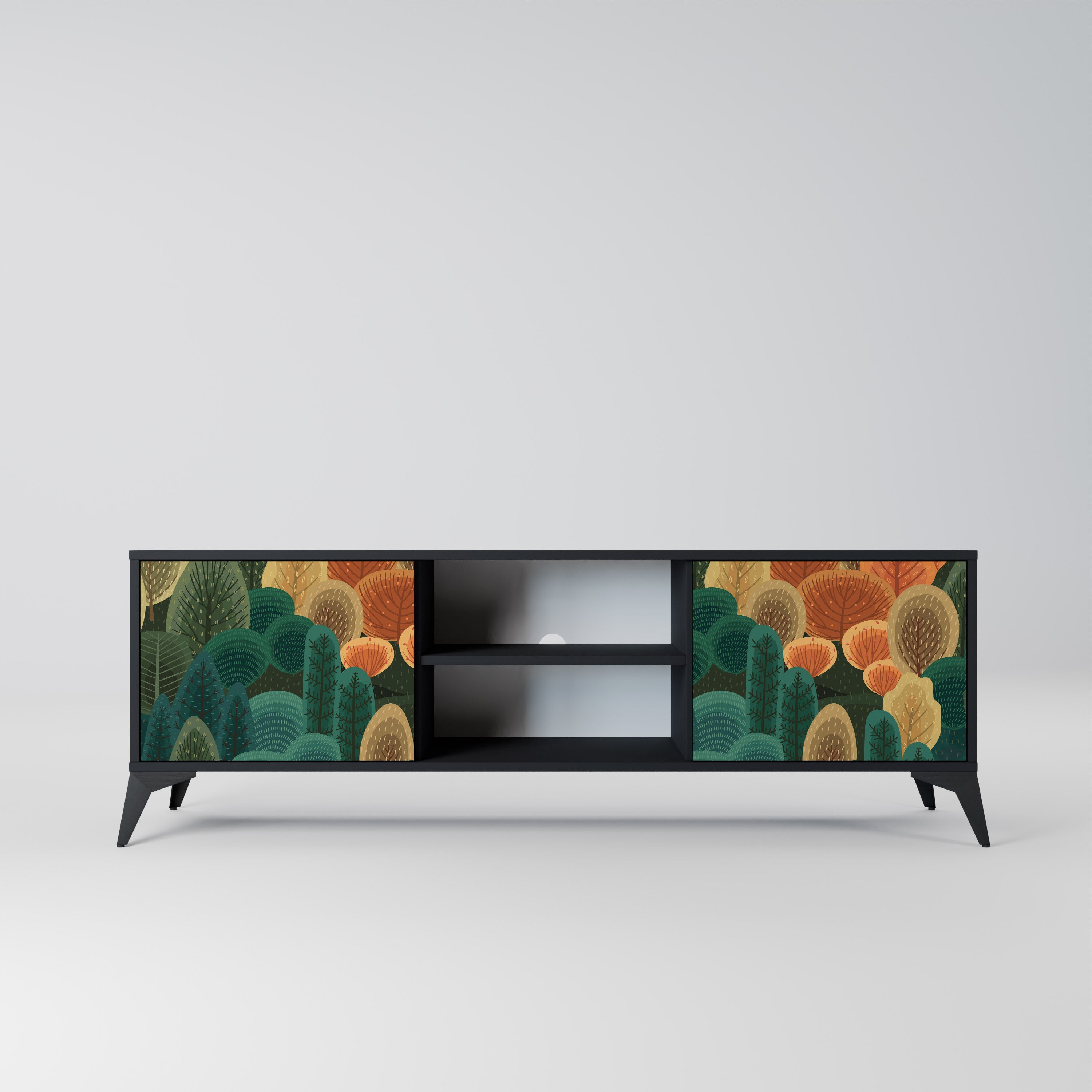 Mueble de TV de 2 puertas AUTUMN KALEIDOSCOPE en acabado negro