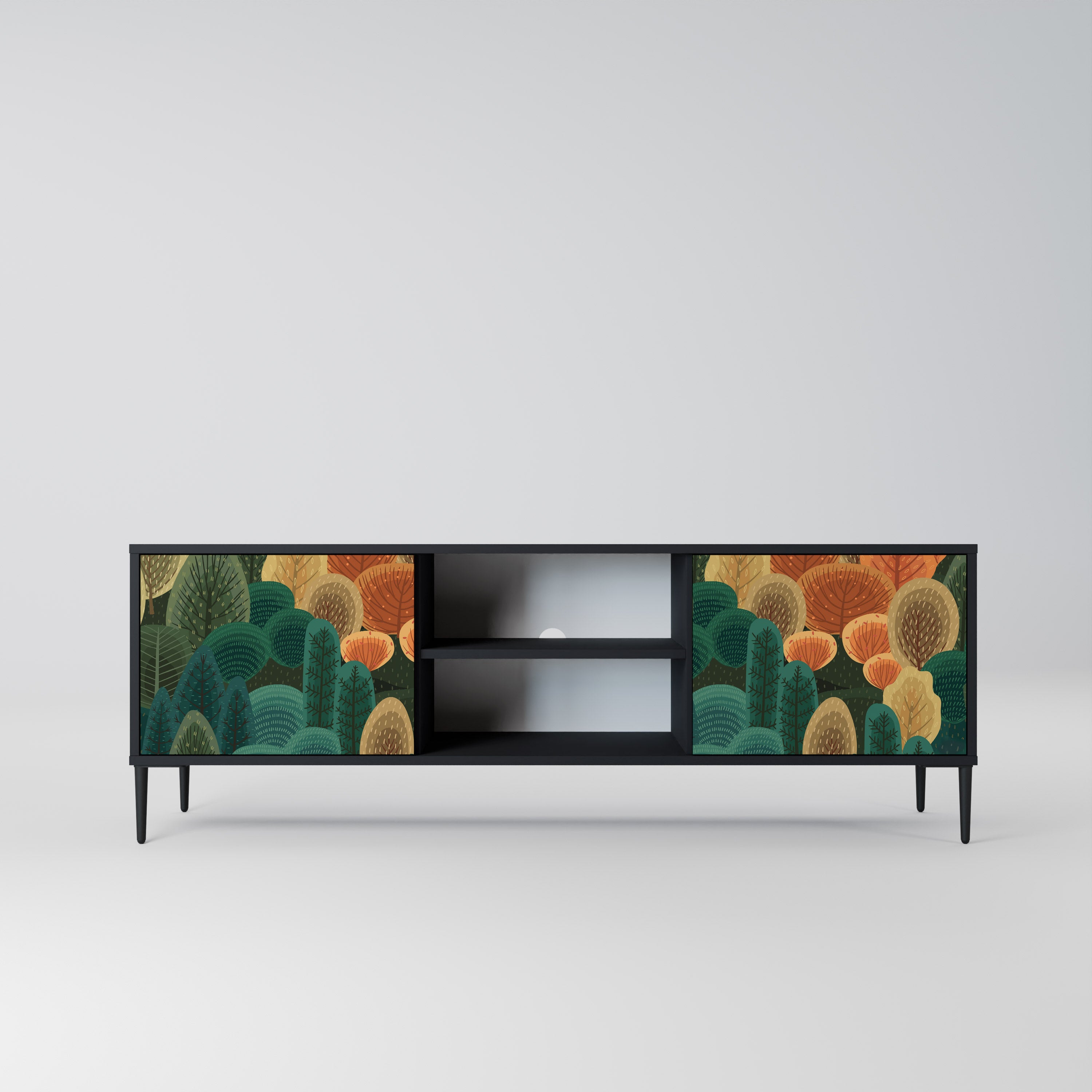 Mueble de TV de 2 puertas AUTUMN KALEIDOSCOPE en acabado negro