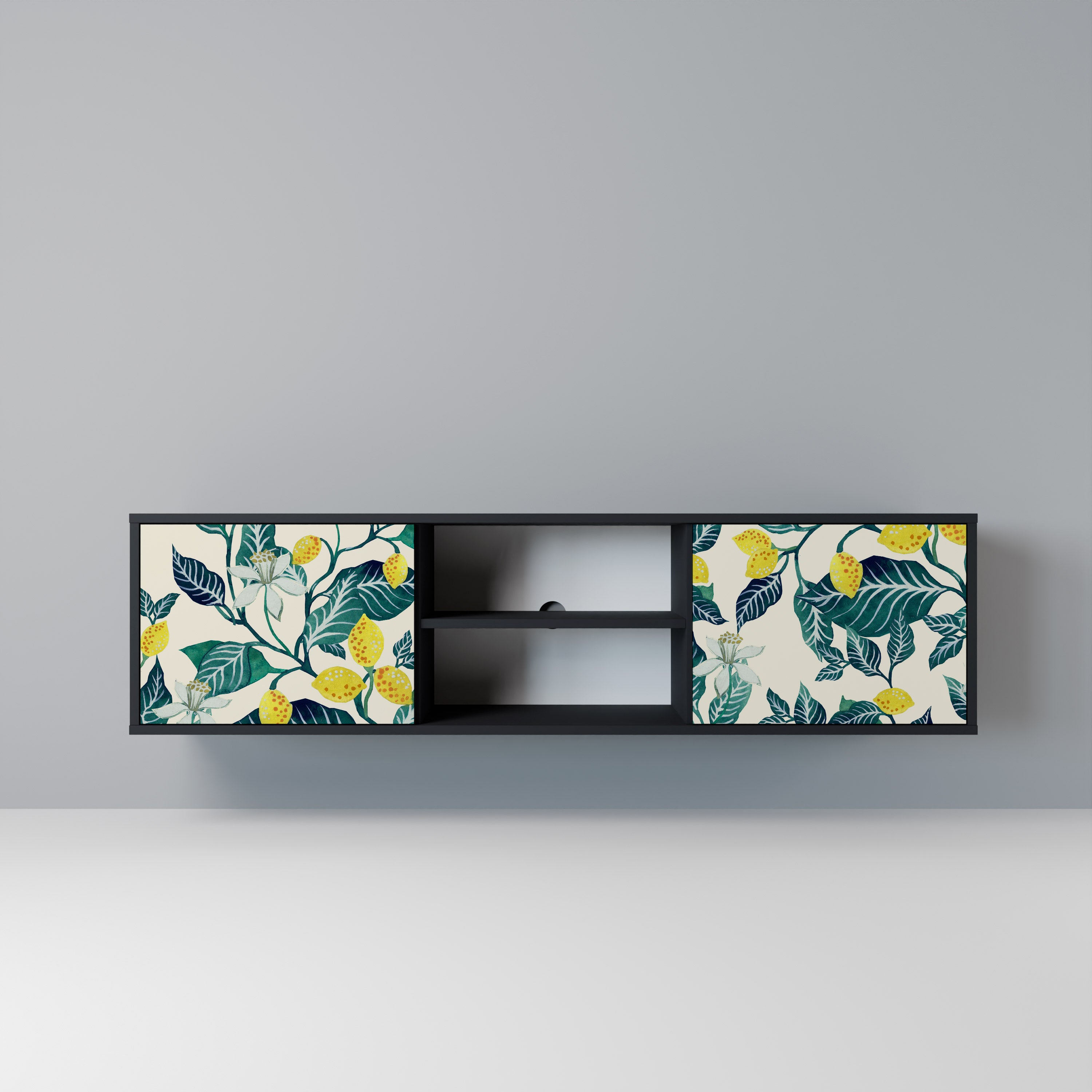 Mueble de TV de 2 puertas LEMON TREE con acabado negro