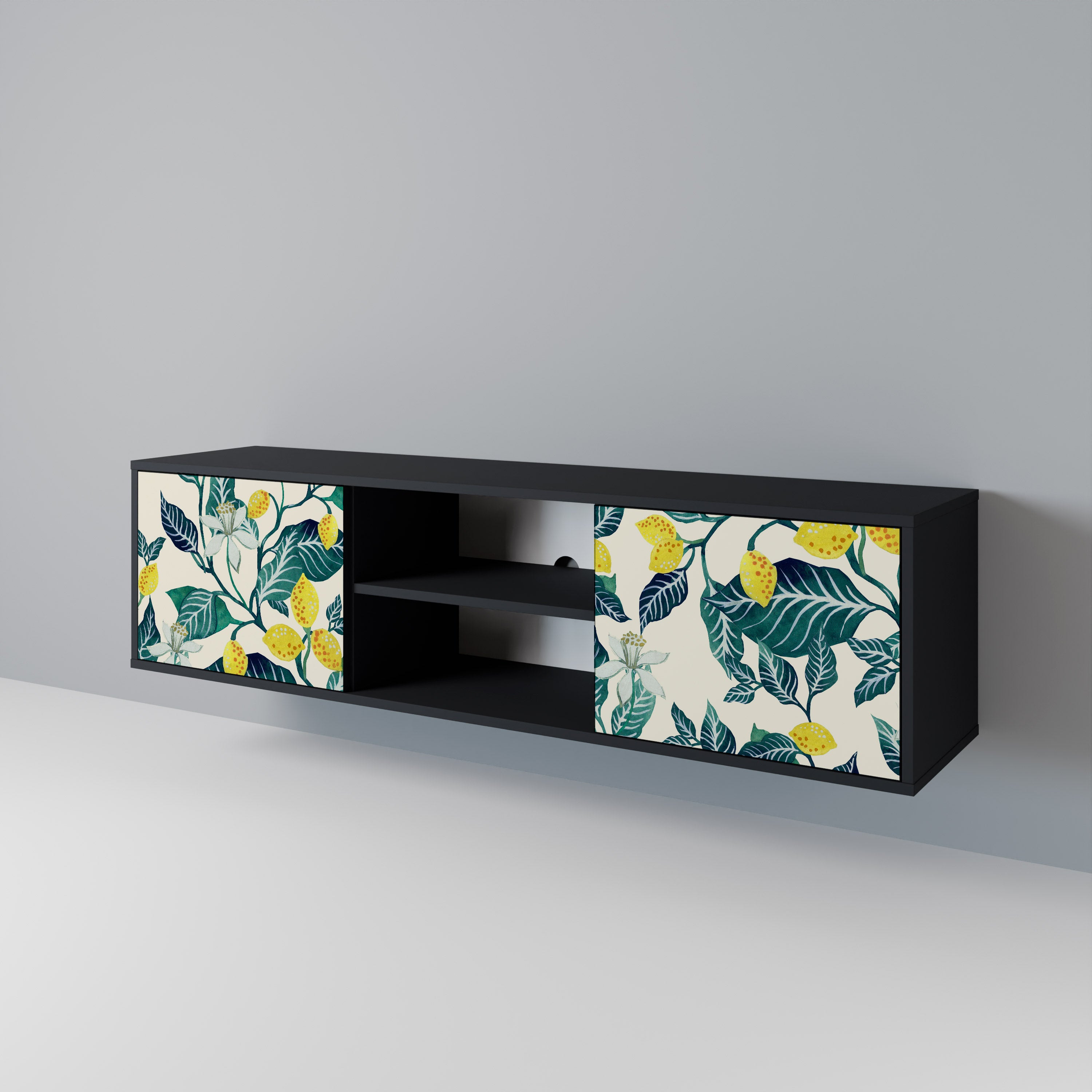 Mueble de TV de 2 puertas LEMON TREE con acabado negro