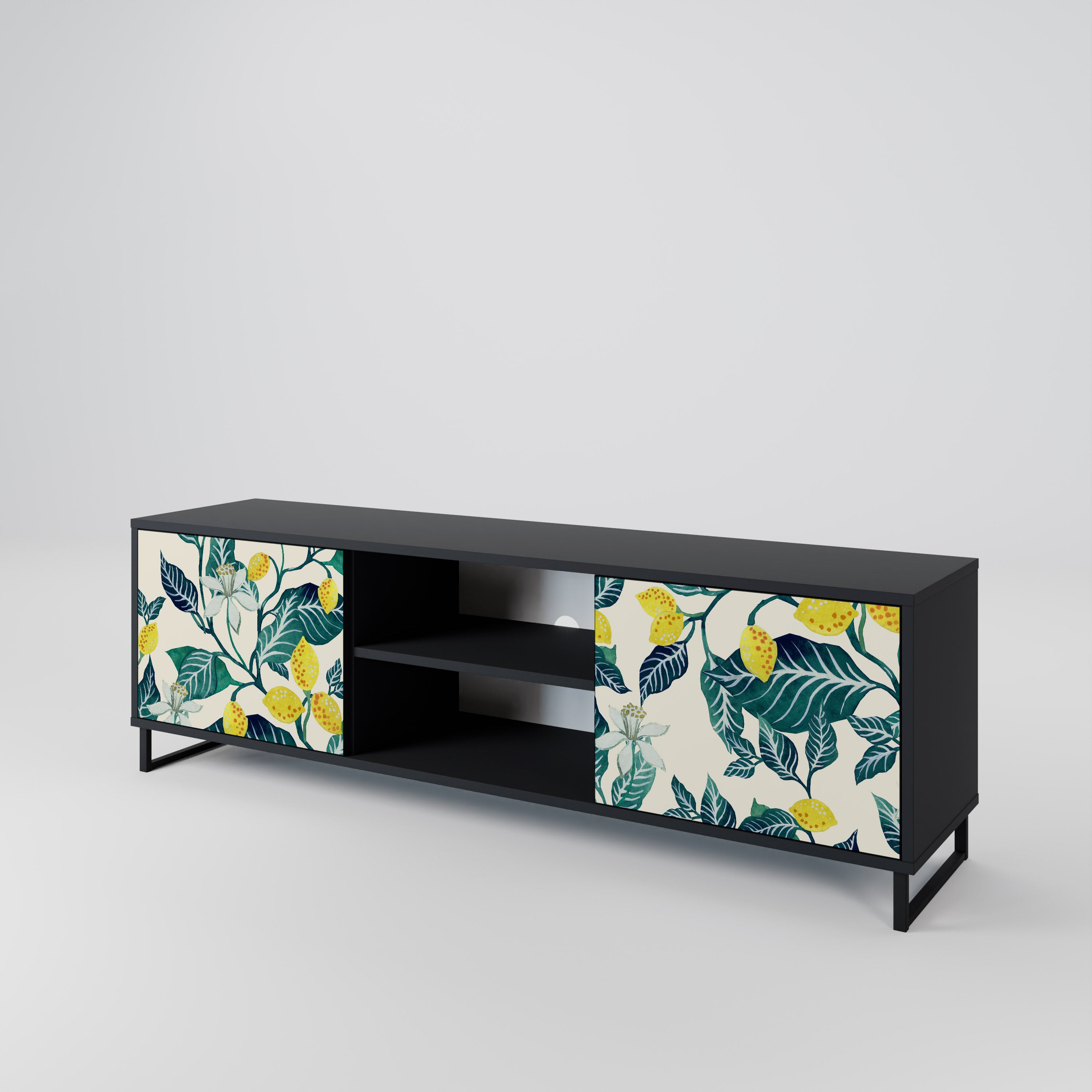 Mueble de TV de 2 puertas LEMON TREE con acabado negro