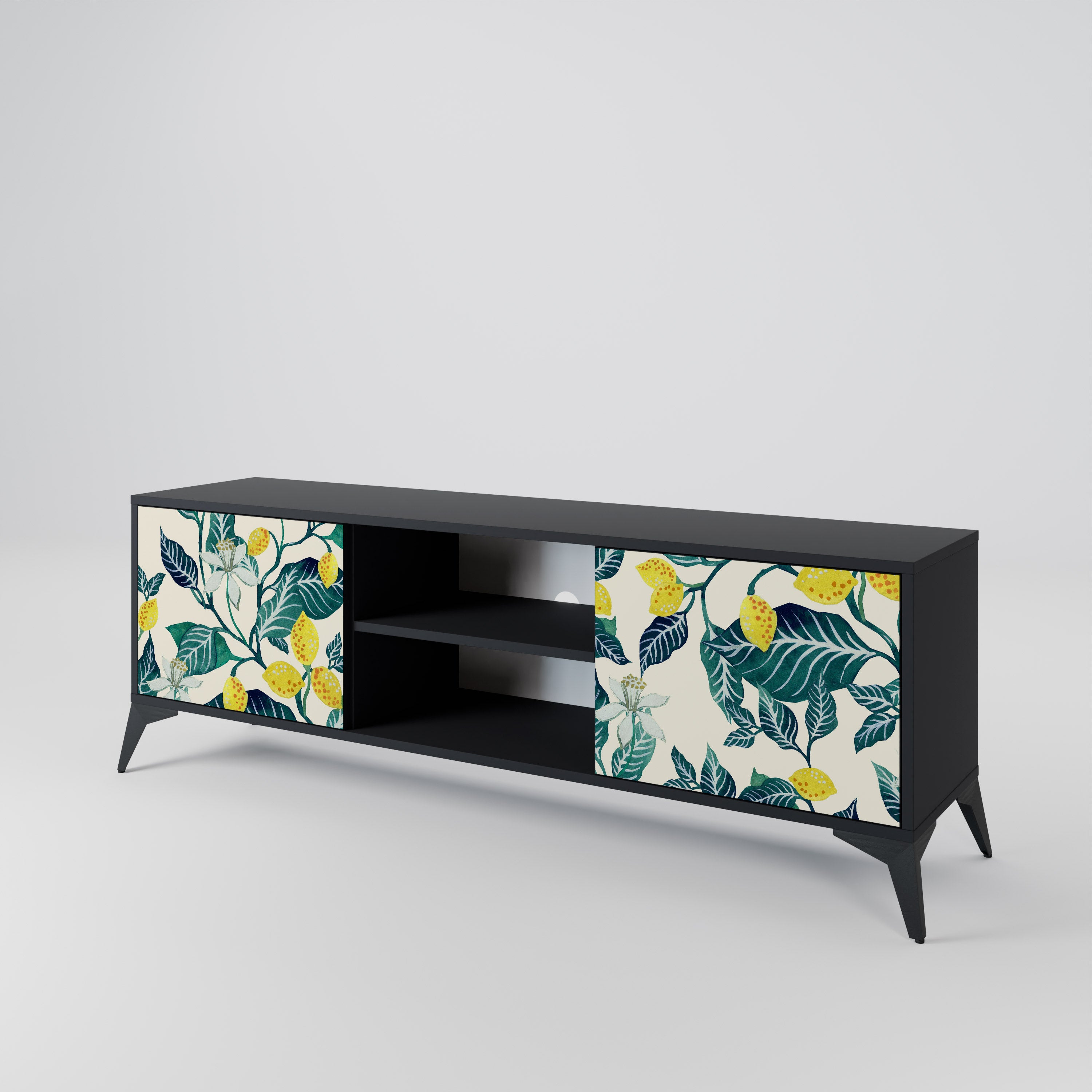 Mueble de TV de 2 puertas LEMON TREE con acabado negro