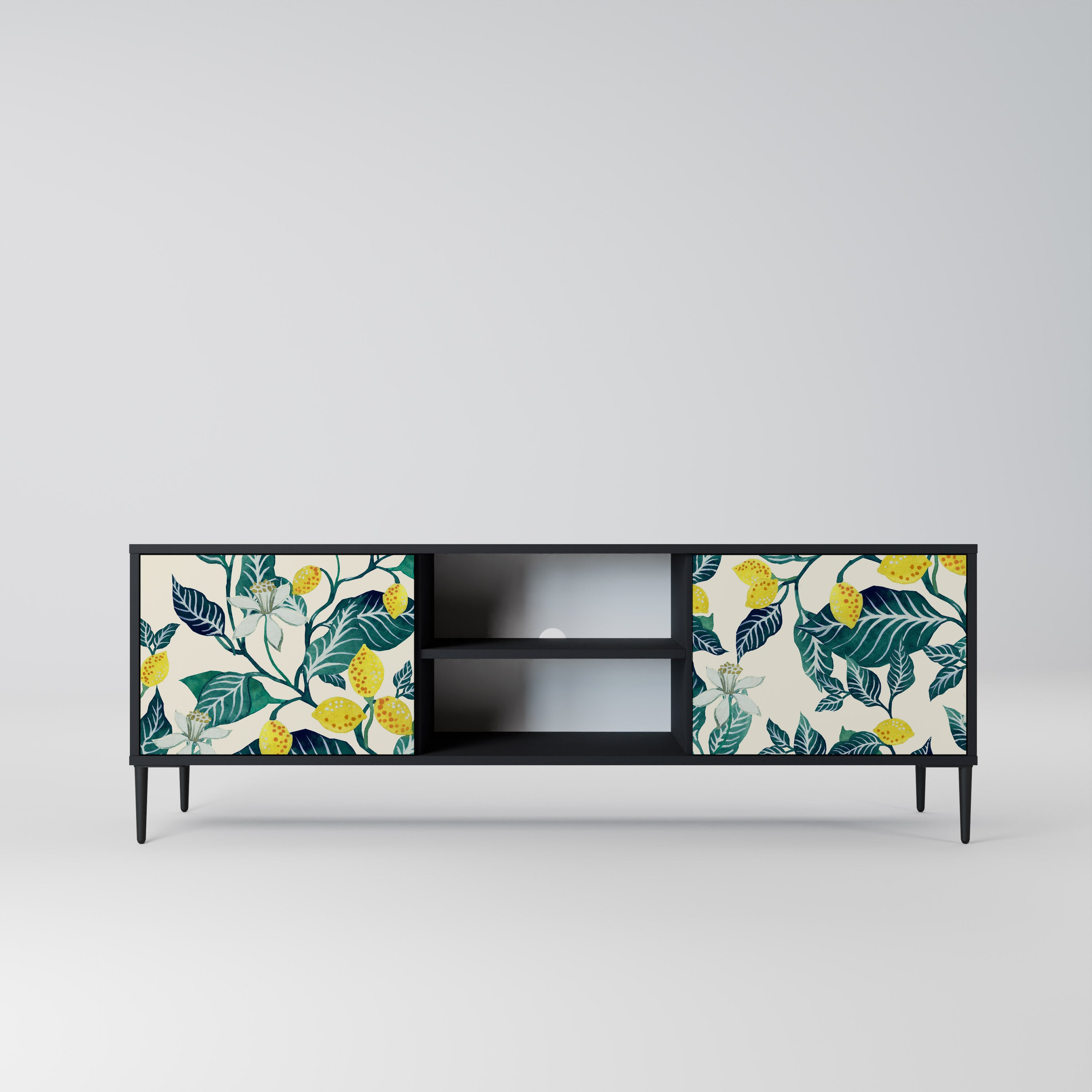 Mueble de TV de 2 puertas LEMON TREE con acabado negro