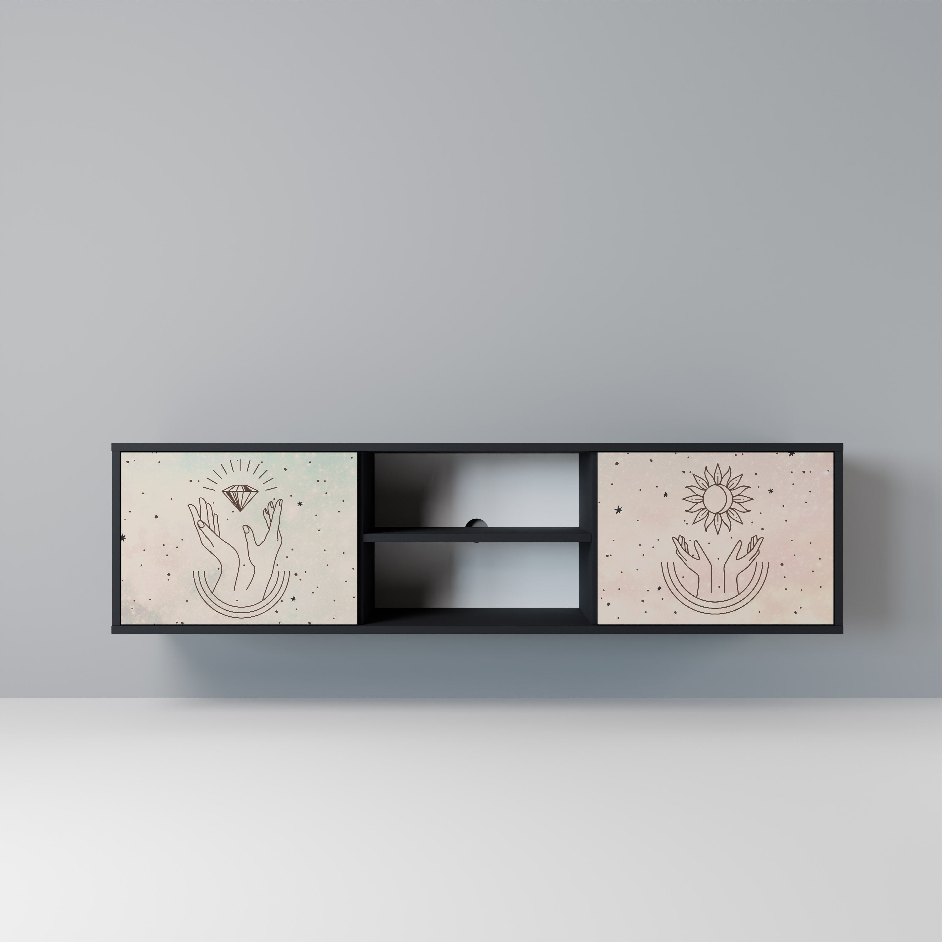 Mueble de TV de 2 puertas DELICATE BEAUTY en acabado negro