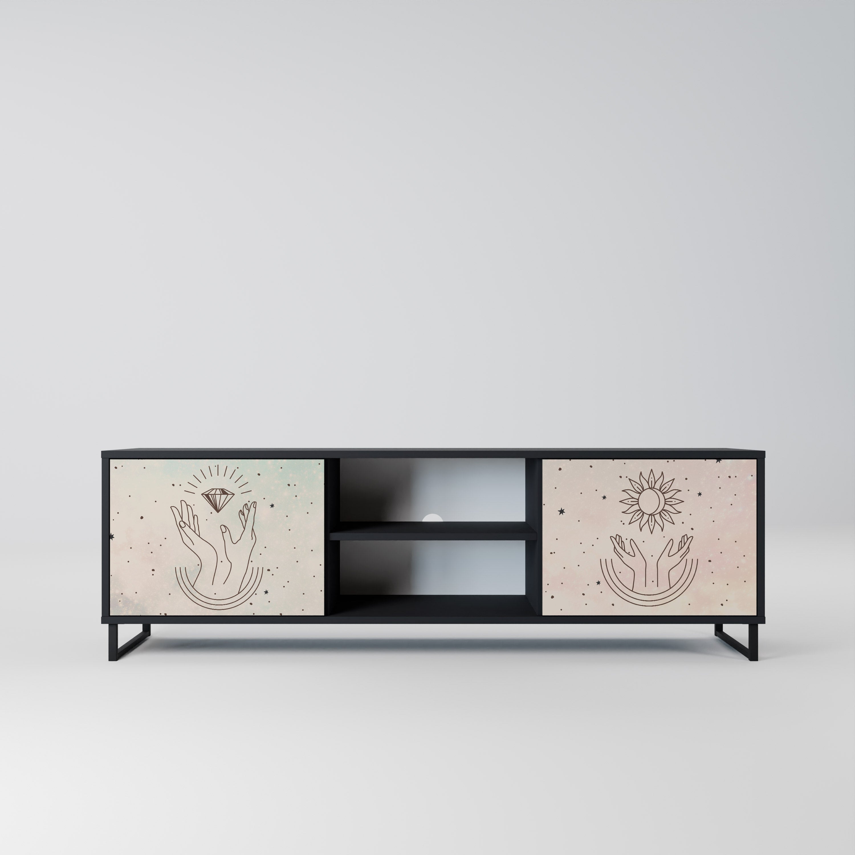 Mueble de TV de 2 puertas DELICATE BEAUTY en acabado negro