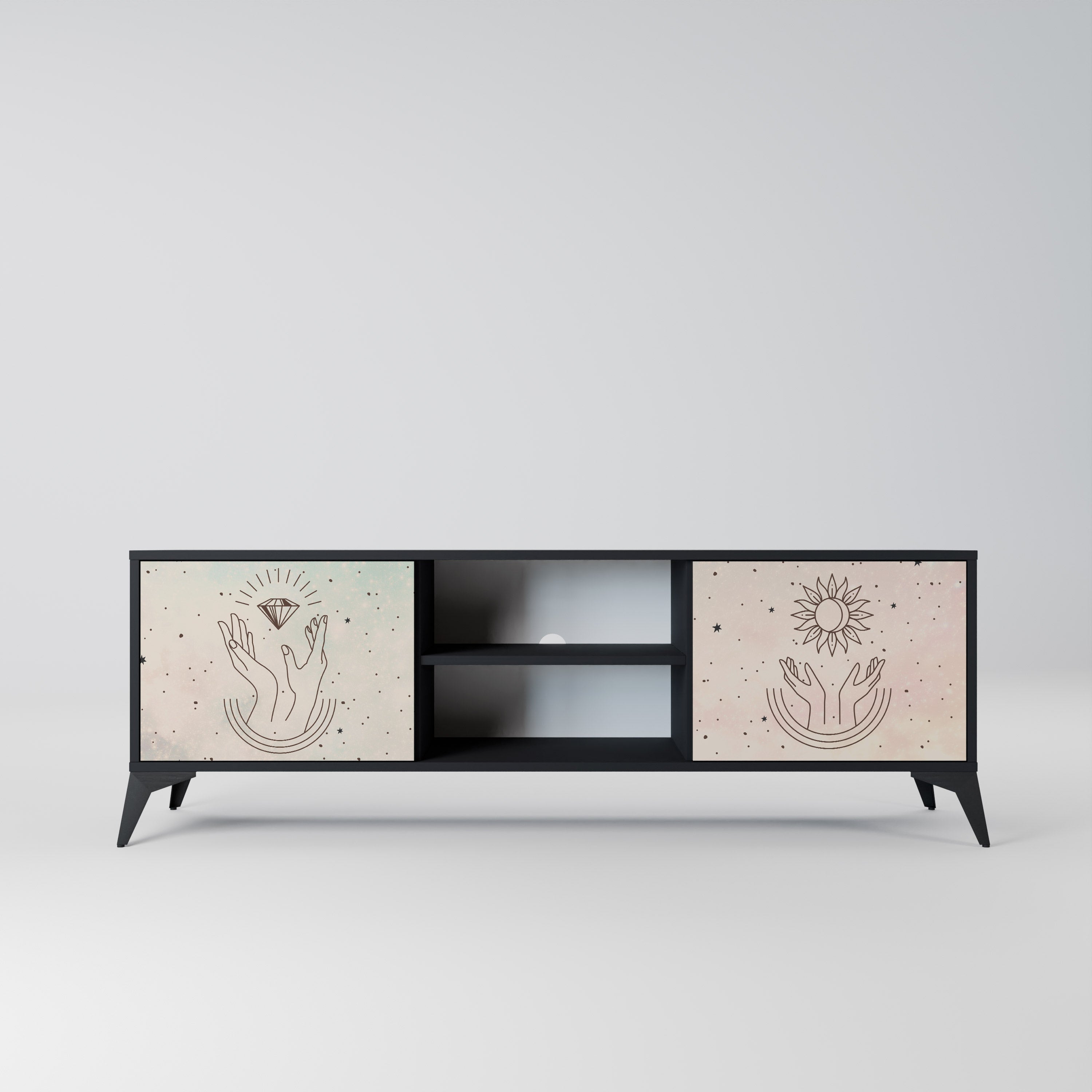 Mueble de TV de 2 puertas DELICATE BEAUTY en acabado negro