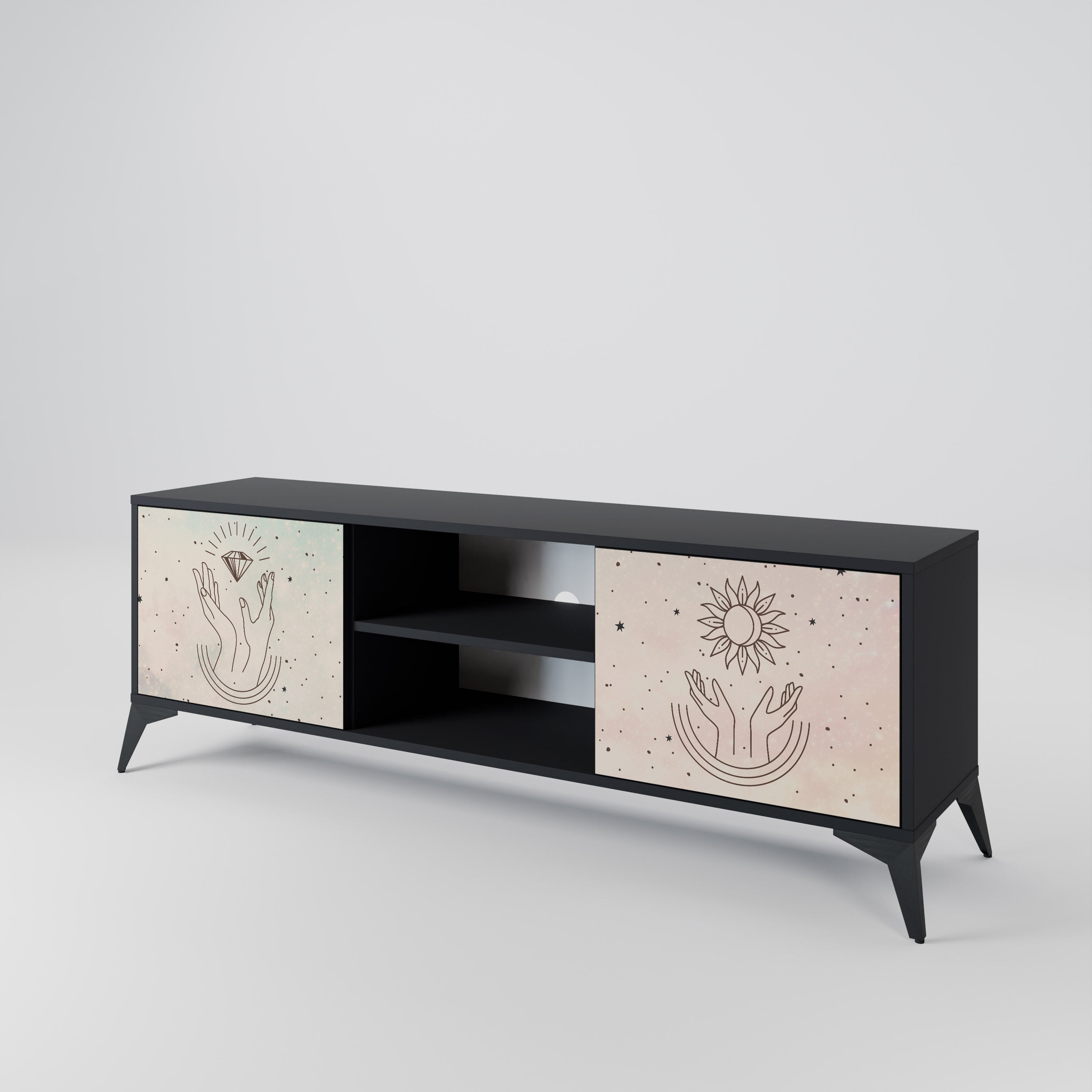 Mueble de TV de 2 puertas DELICATE BEAUTY en acabado negro