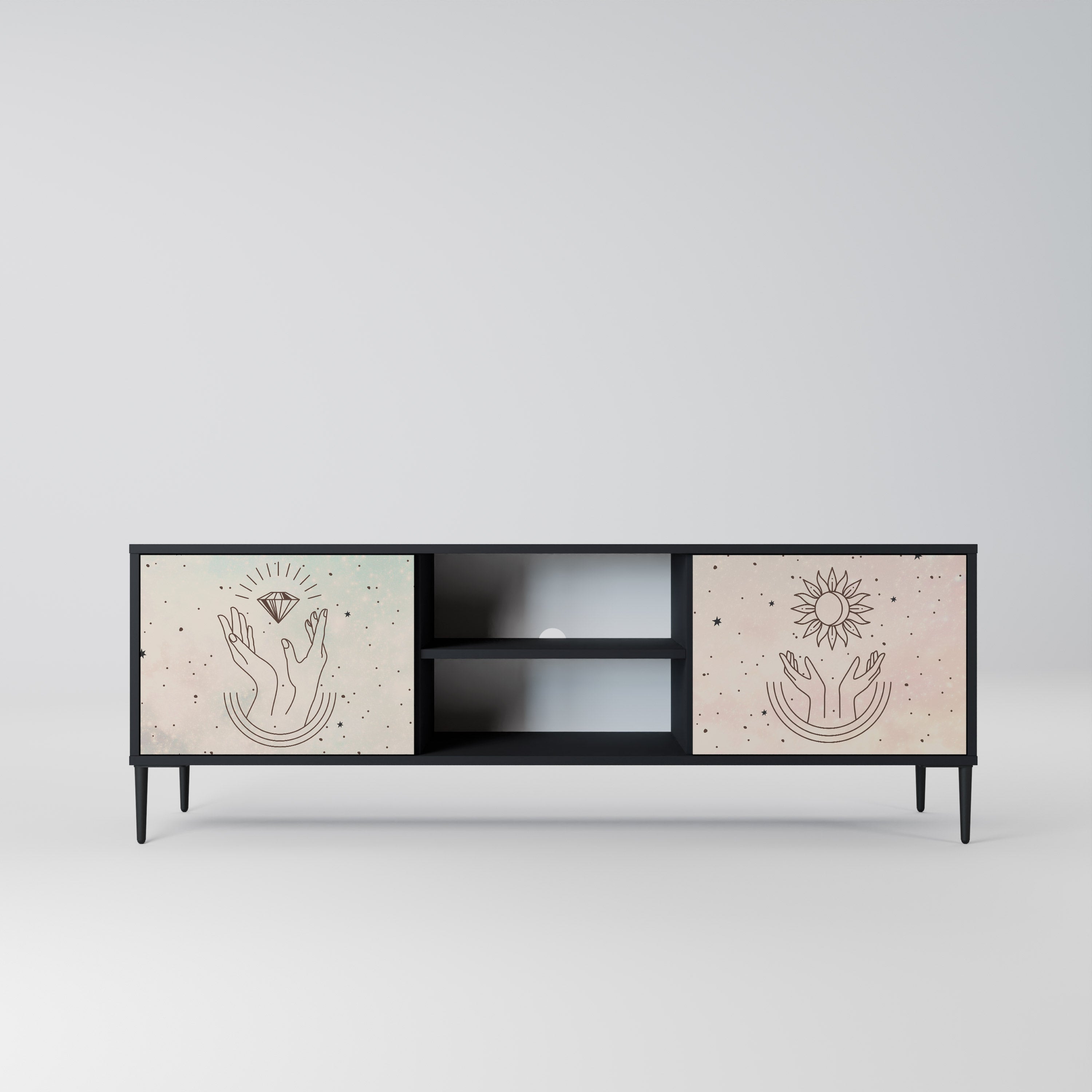 Mueble de TV de 2 puertas DELICATE BEAUTY en acabado negro