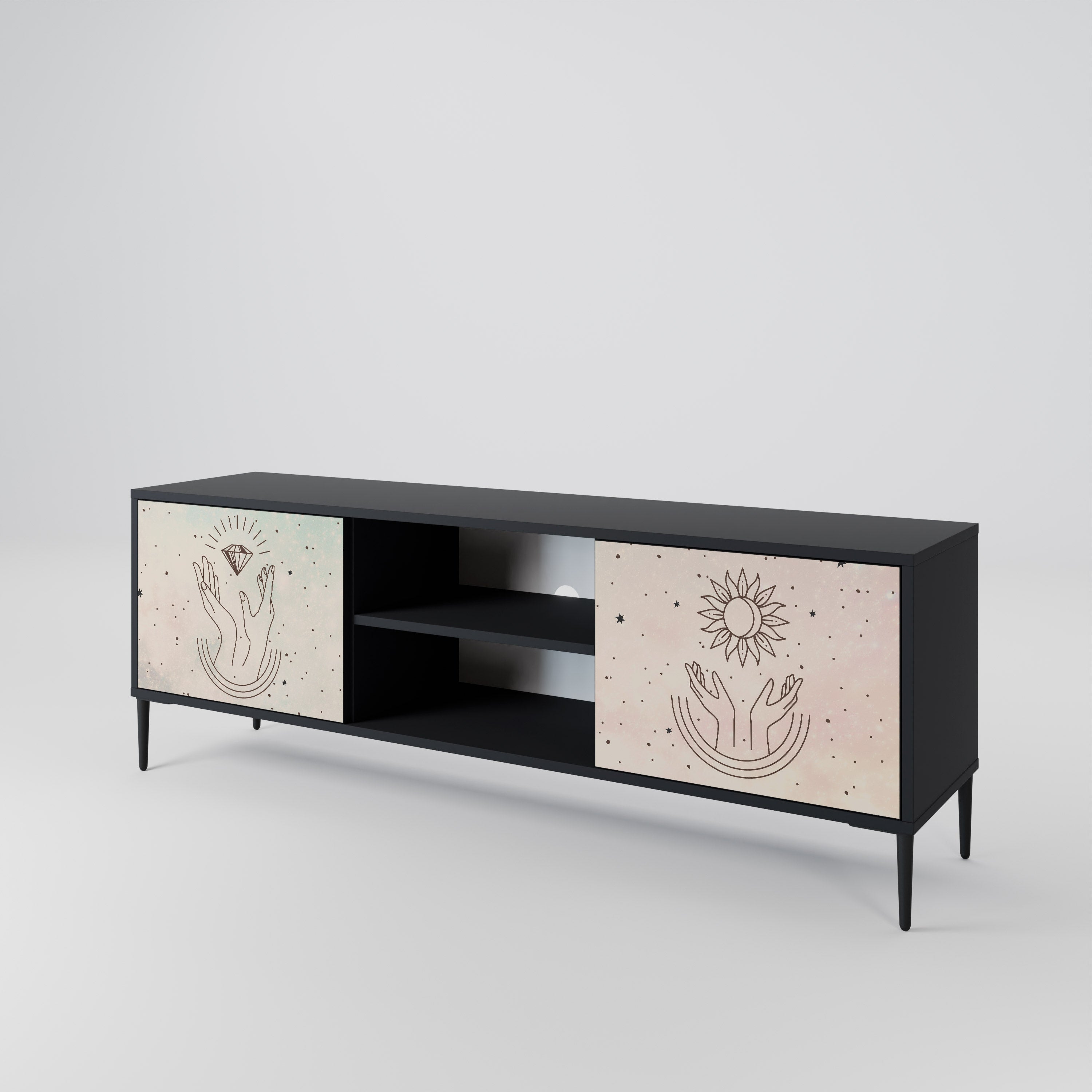 Mueble de TV de 2 puertas DELICATE BEAUTY en acabado negro