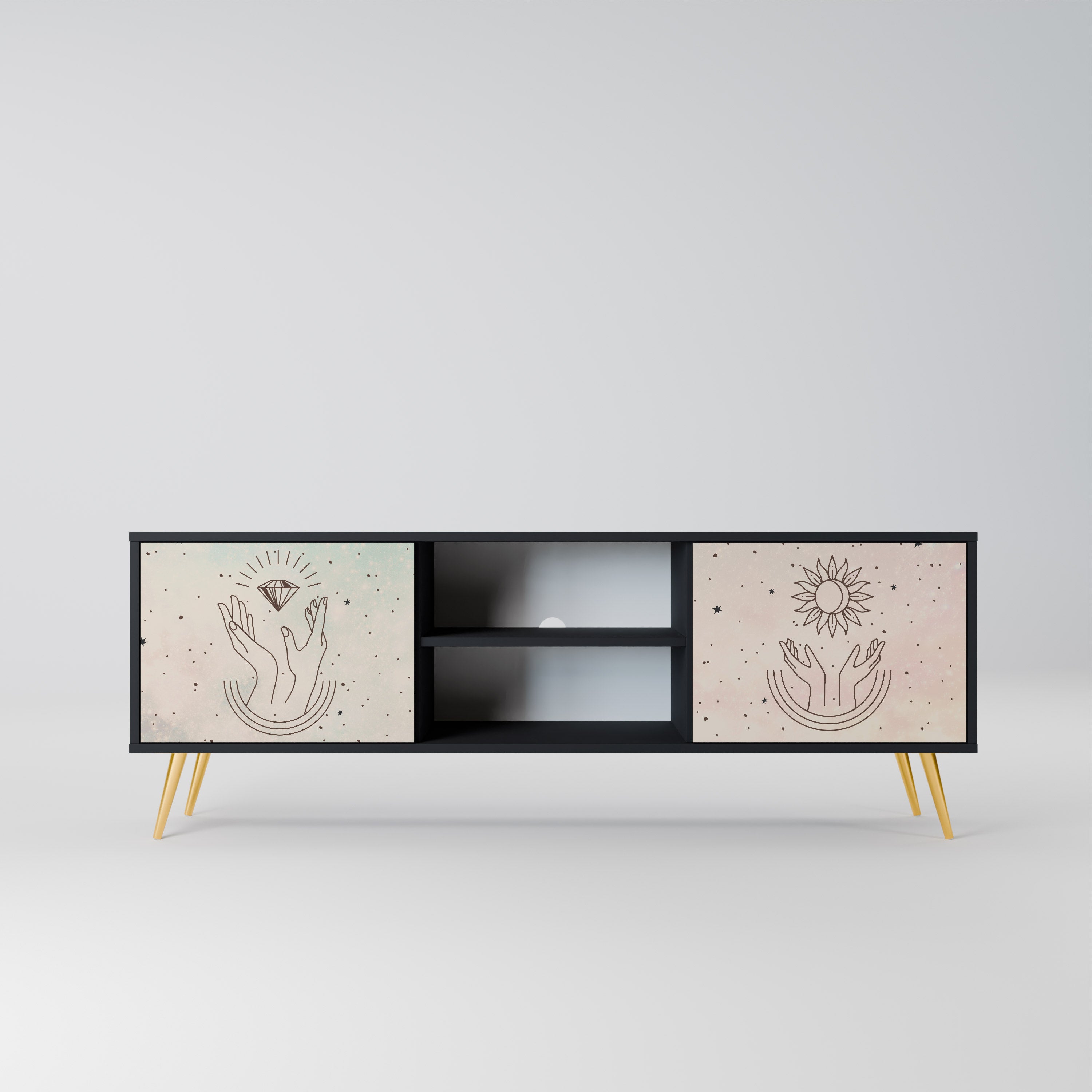 Mueble de TV de 2 puertas DELICATE BEAUTY en acabado negro