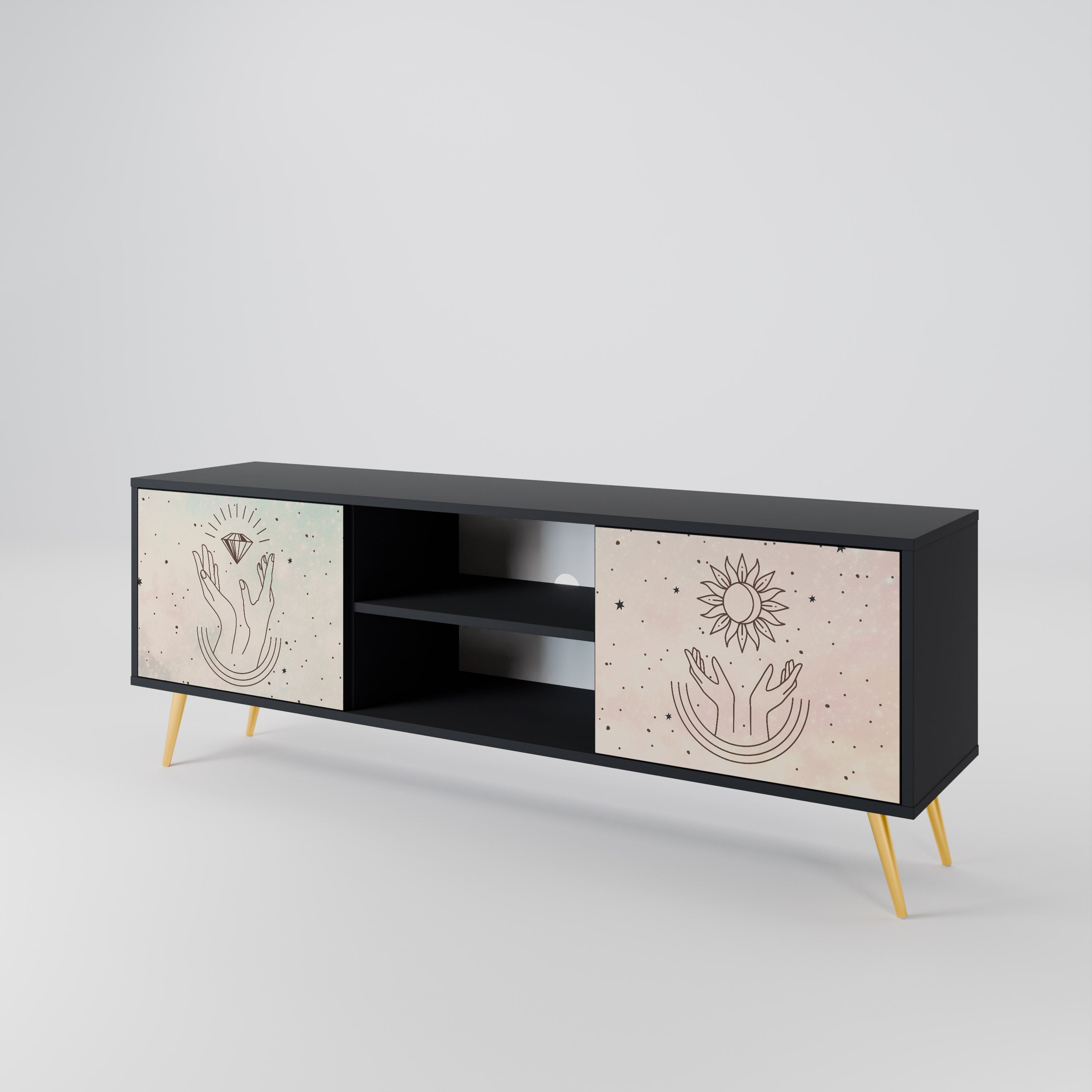 Mueble de TV de 2 puertas DELICATE BEAUTY en acabado negro