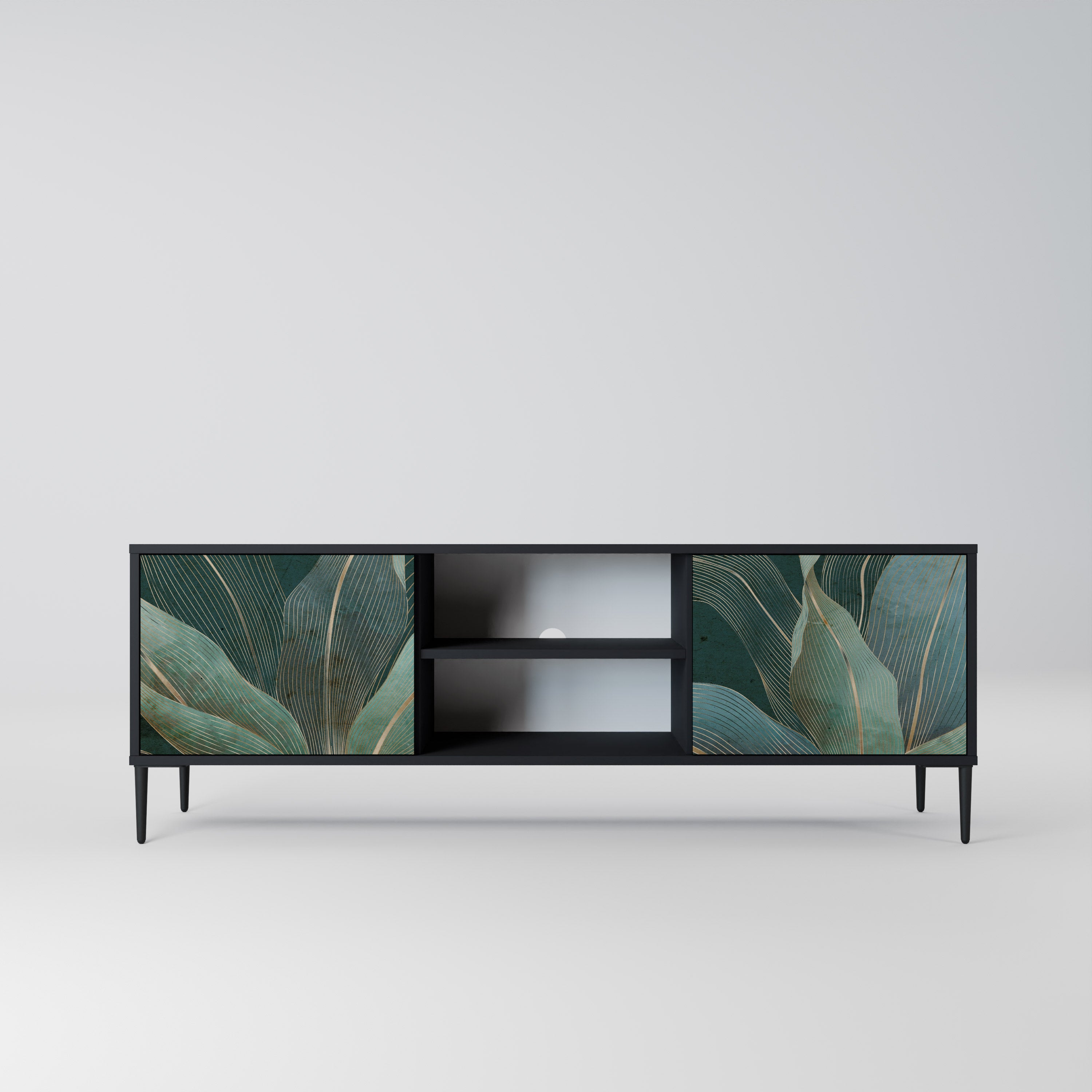Mueble de TV ROYAL GREEN de 2 puertas con acabado negro