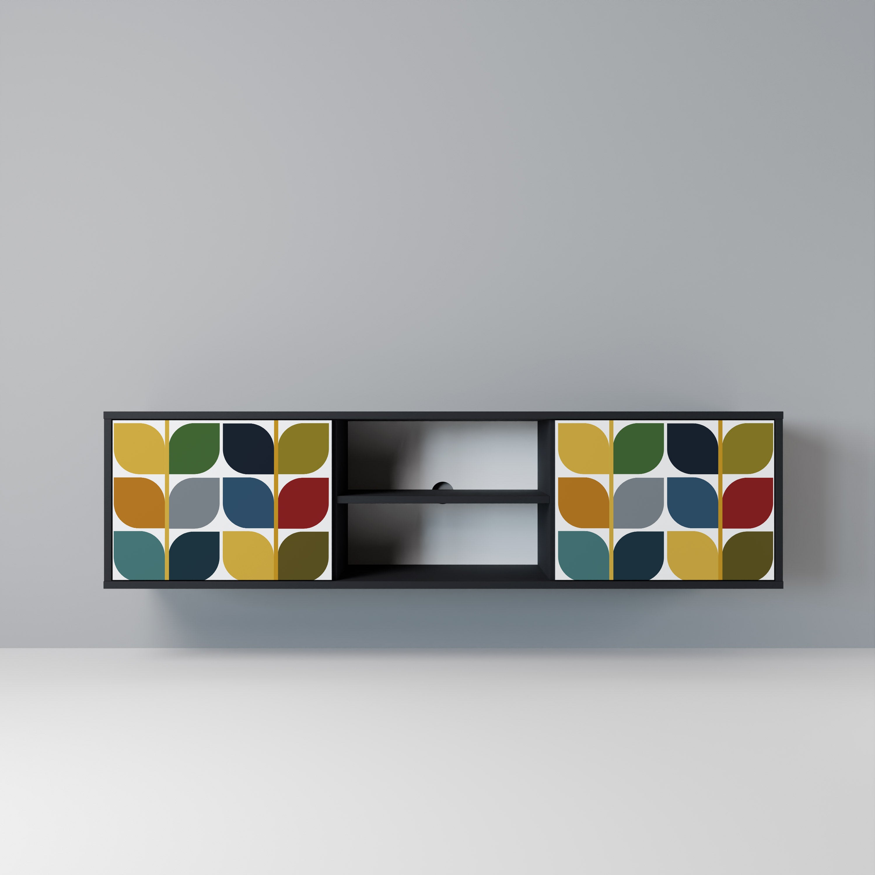 Mueble de TV de 2 puertas WEIGHTLESS HOURS con acabado negro
