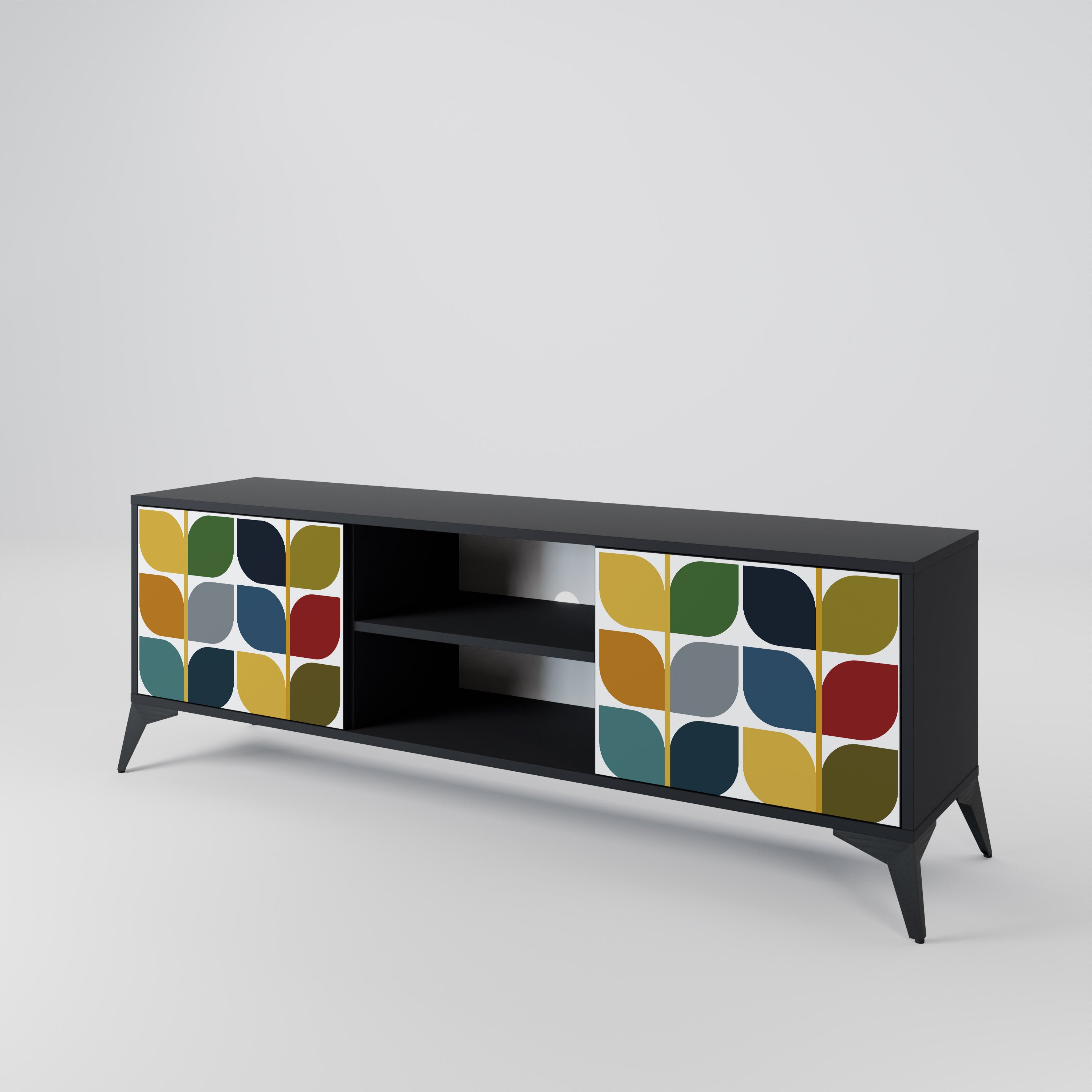 Mueble de TV de 2 puertas WEIGHTLESS HOURS con acabado negro