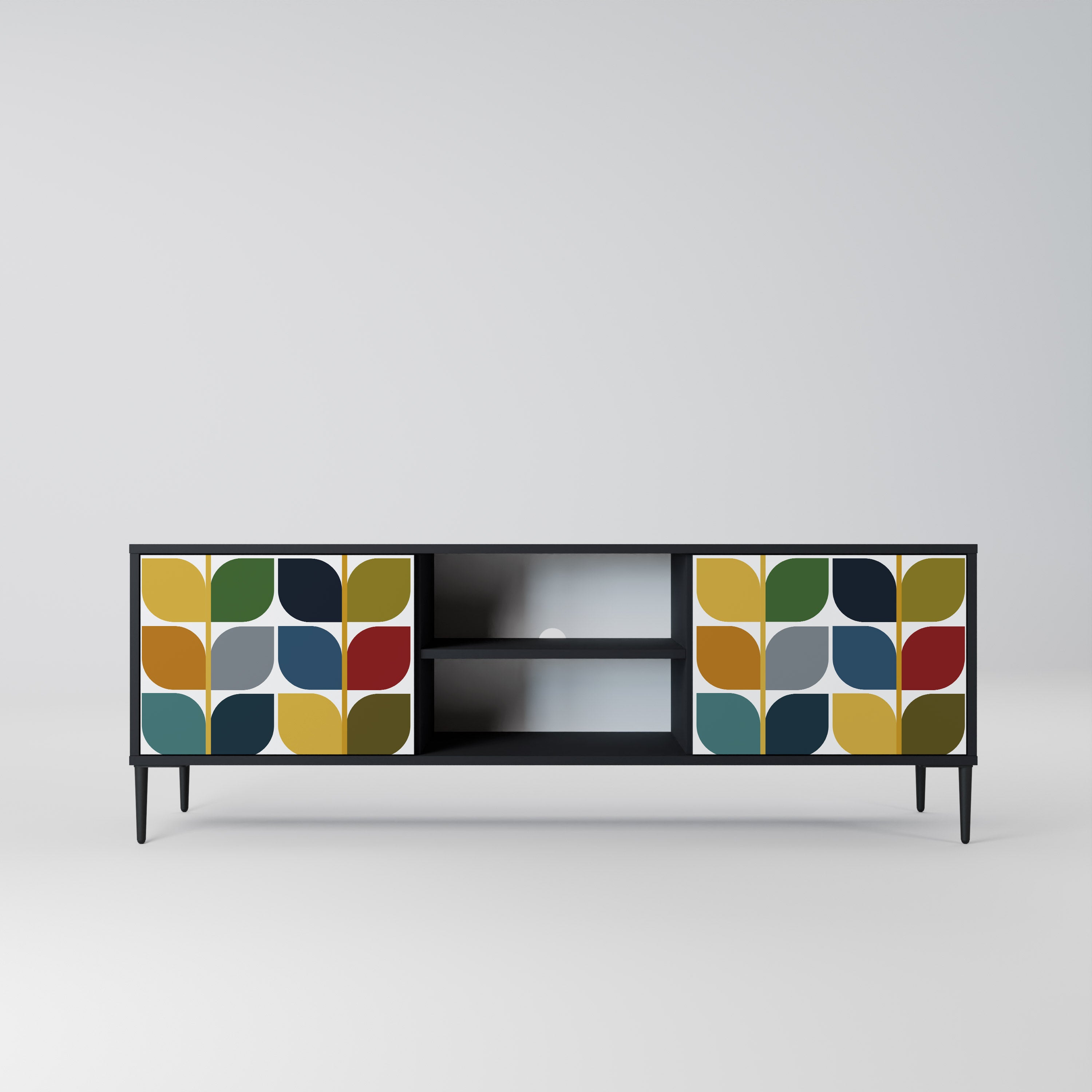 Mueble de TV de 2 puertas WEIGHTLESS HOURS con acabado negro
