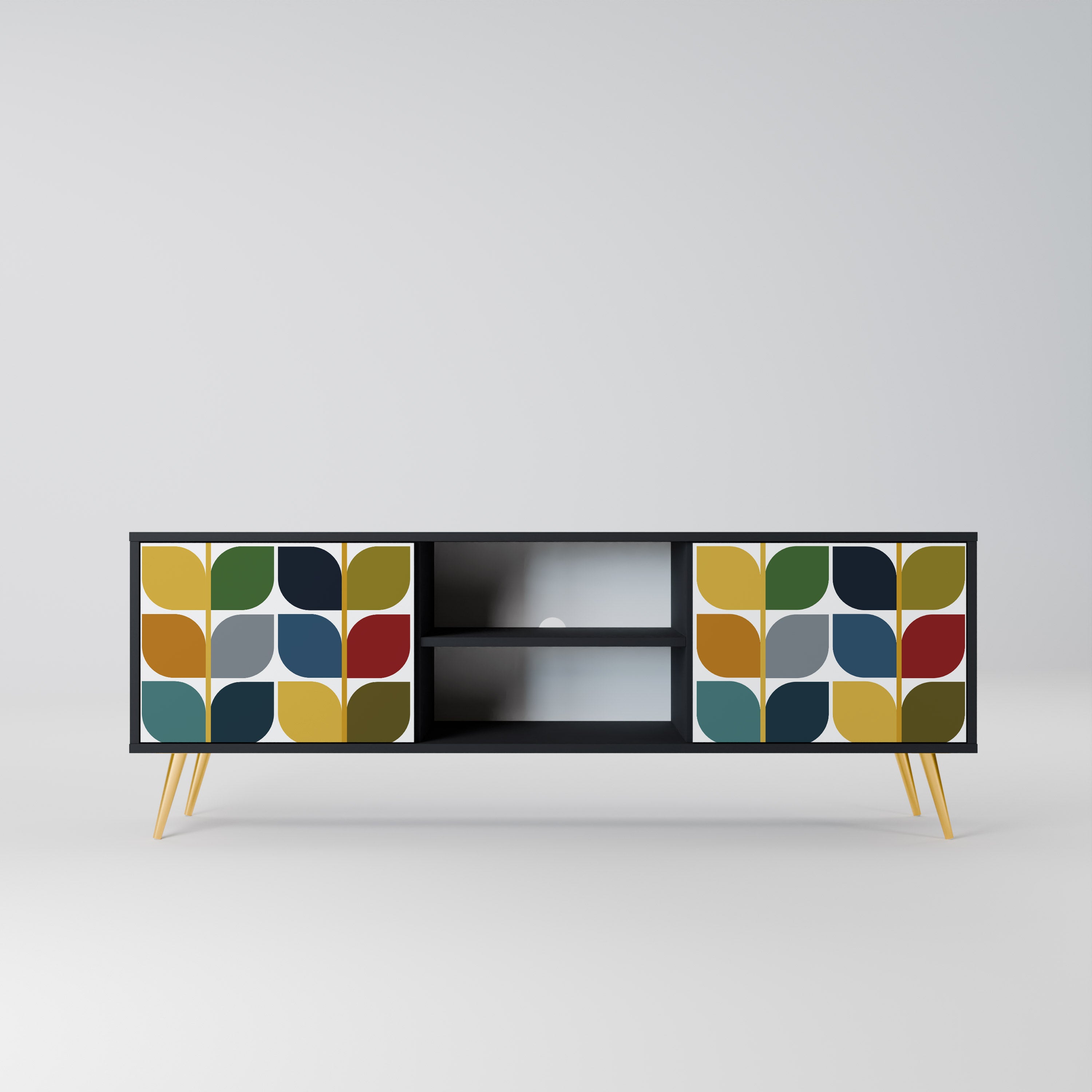 Mueble de TV de 2 puertas WEIGHTLESS HOURS con acabado negro