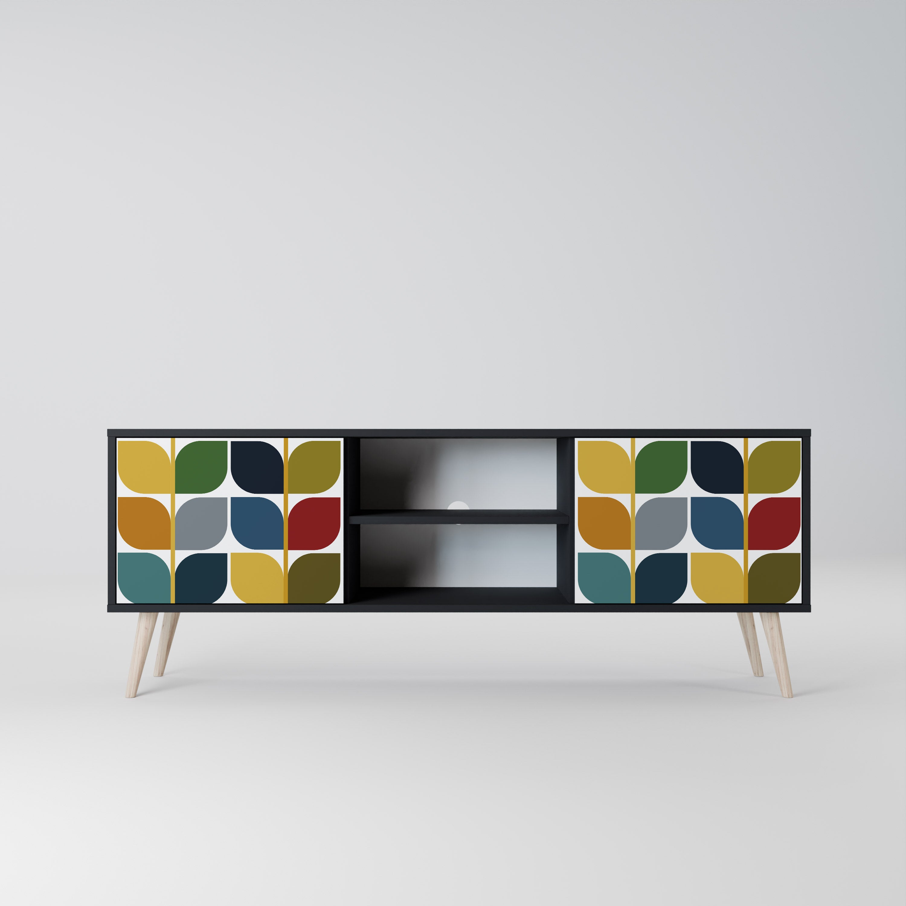 Mueble de TV de 2 puertas WEIGHTLESS HOURS con acabado negro