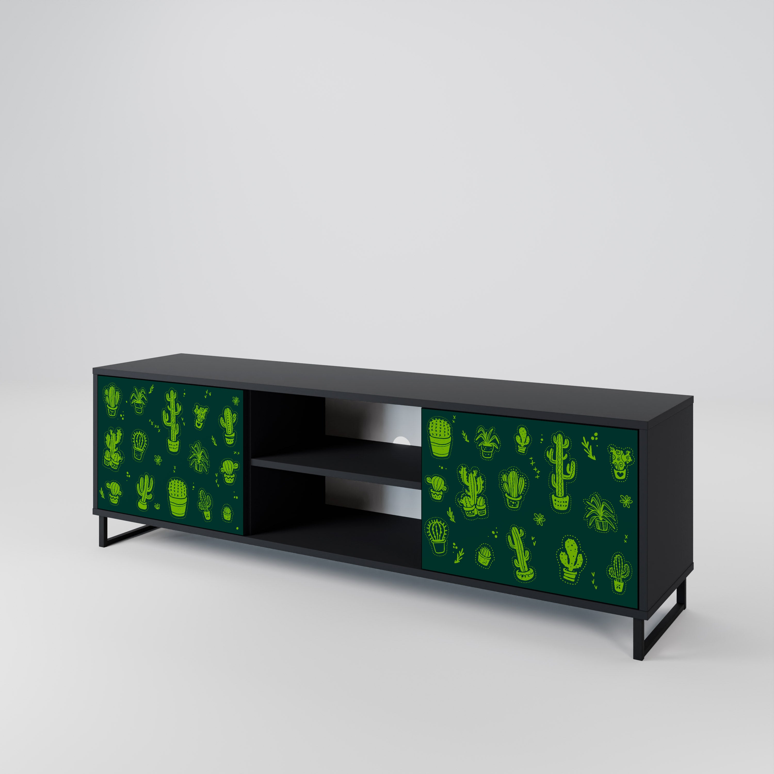 Mueble de TV de 2 puertas DESERT GREEN con acabado negro