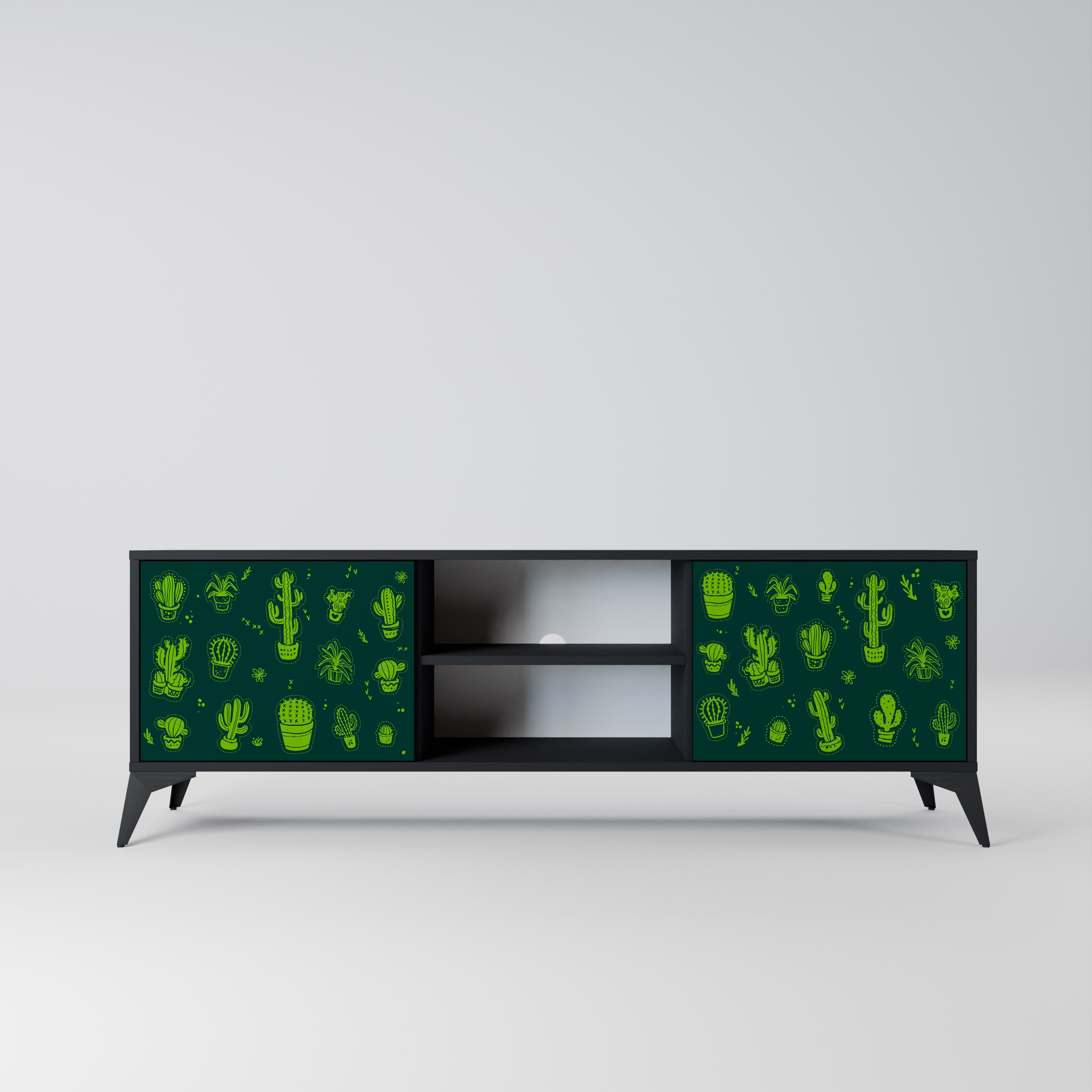 Mueble de TV de 2 puertas DESERT GREEN con acabado negro
