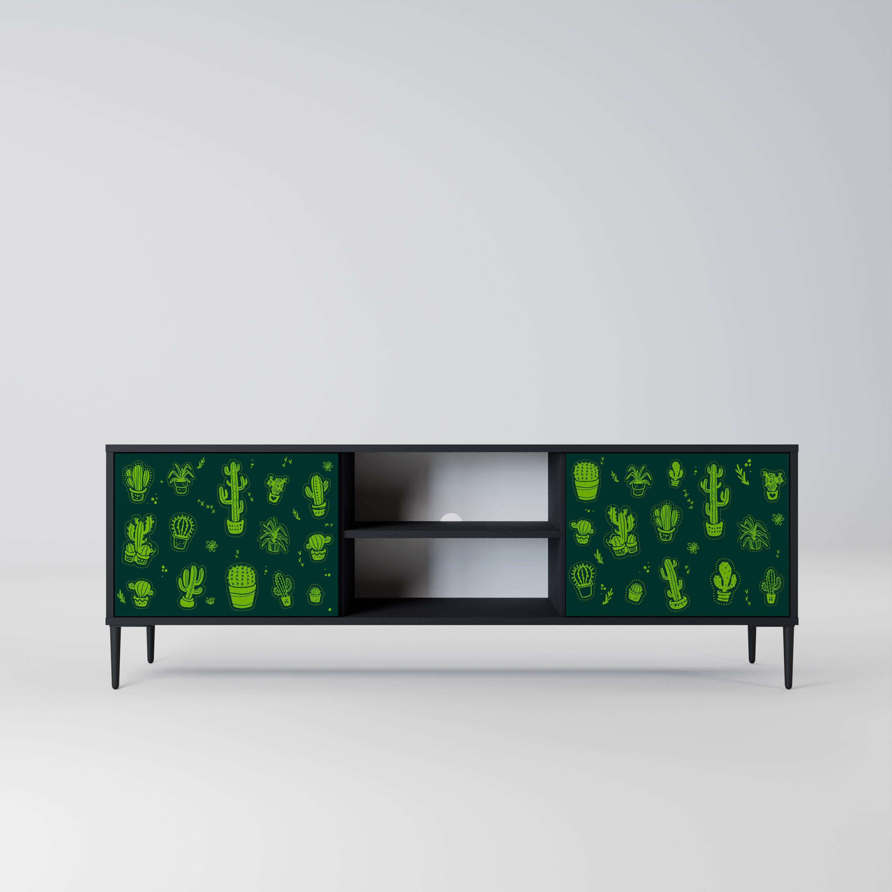 Mueble de TV de 2 puertas DESERT GREEN con acabado negro
