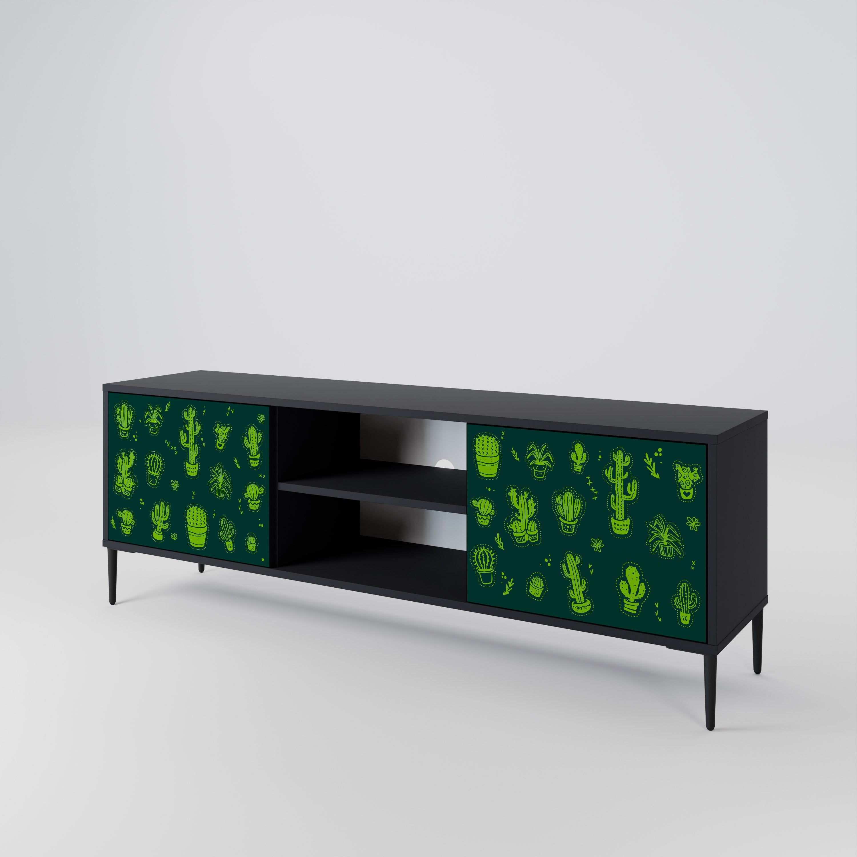 Mueble de TV de 2 puertas DESERT GREEN con acabado negro