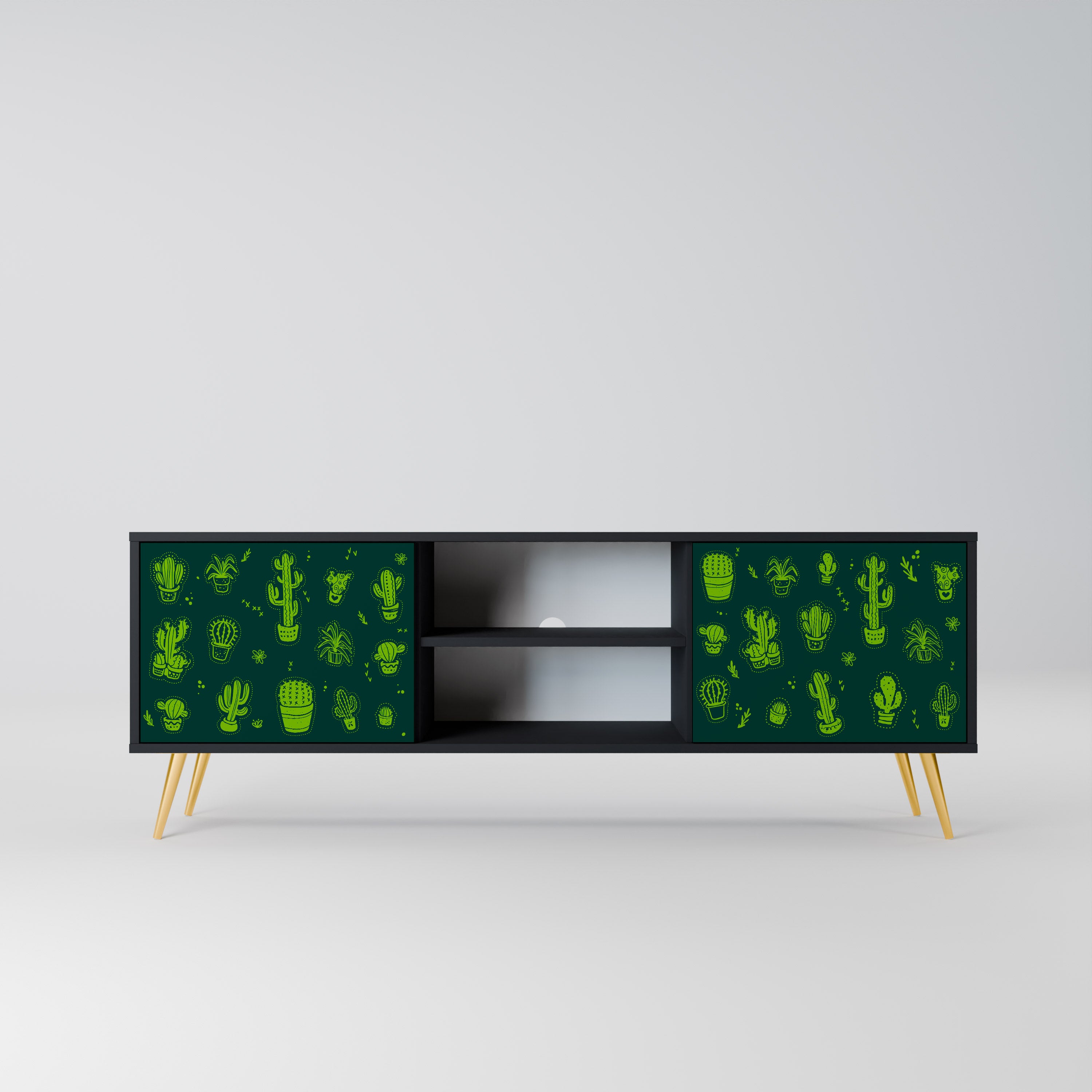Mueble de TV de 2 puertas DESERT GREEN con acabado negro