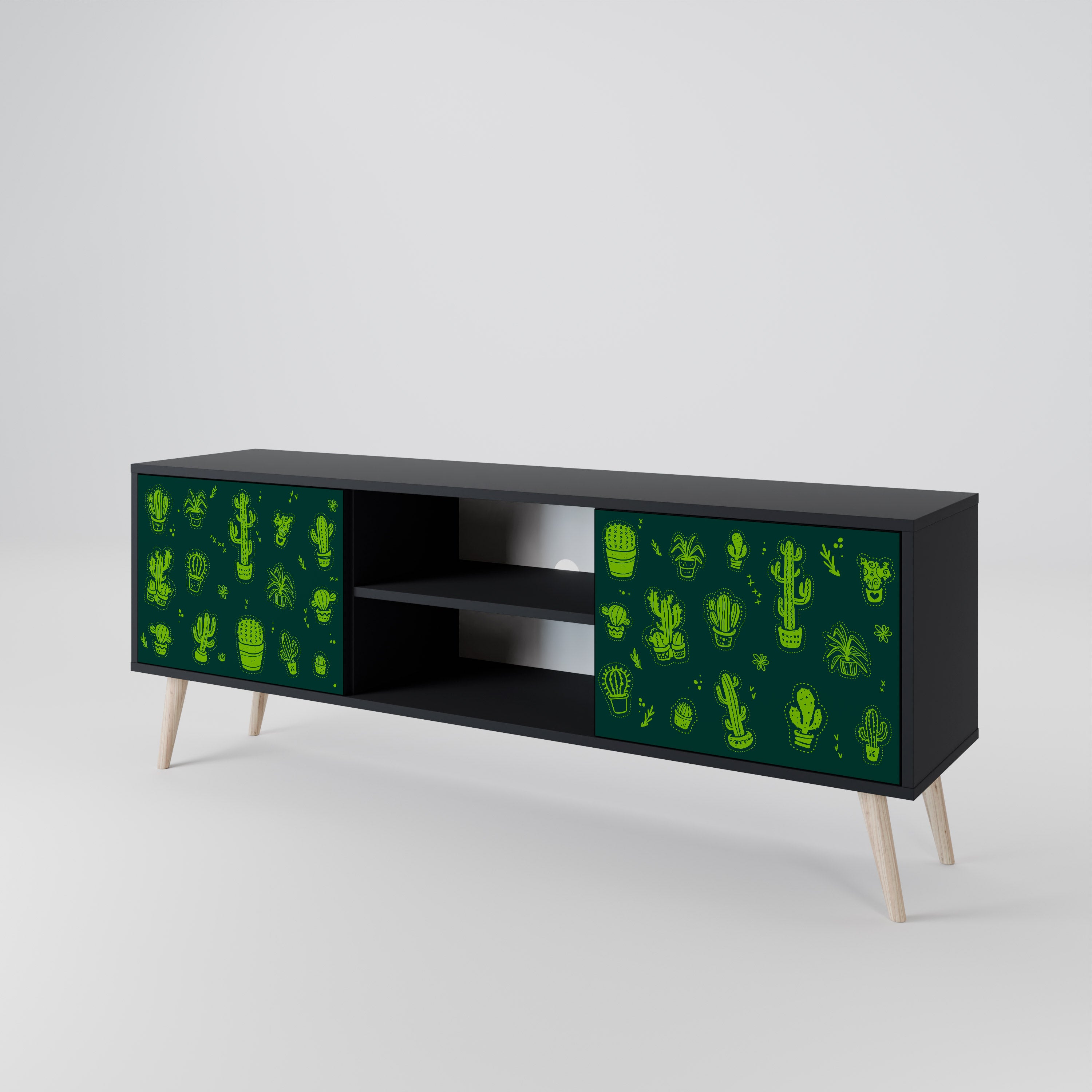 Mueble de TV de 2 puertas DESERT GREEN con acabado negro