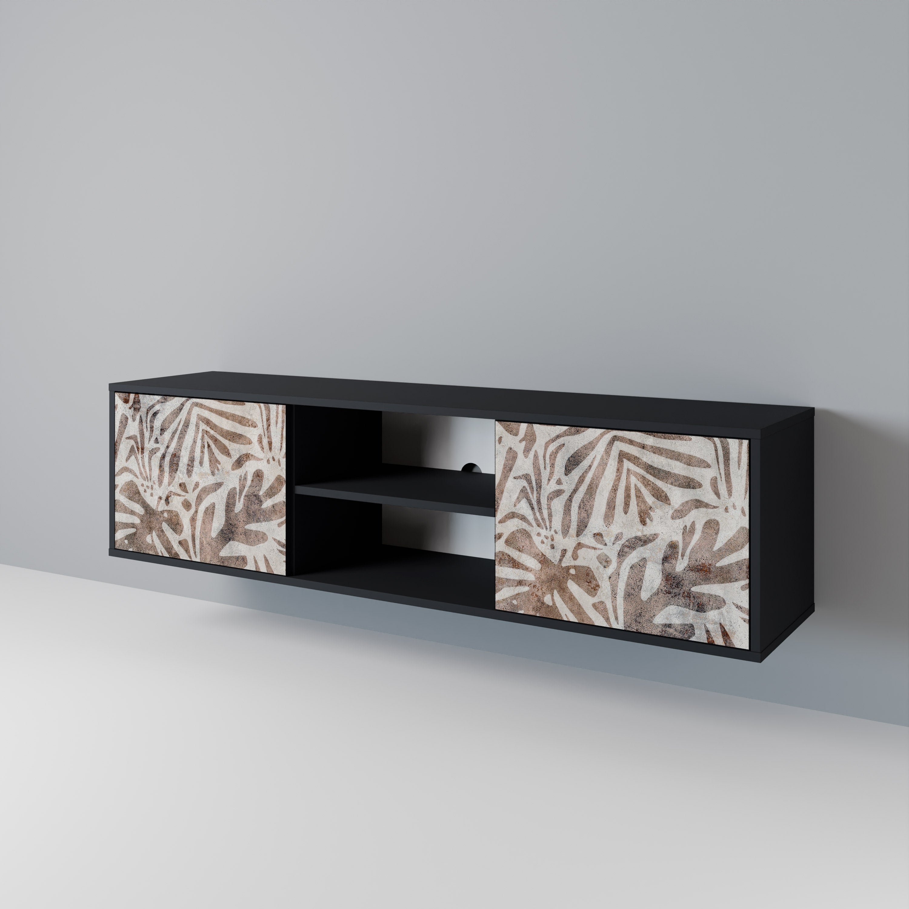 Mueble de TV de 2 puertas PASSING TIME en acabado negro