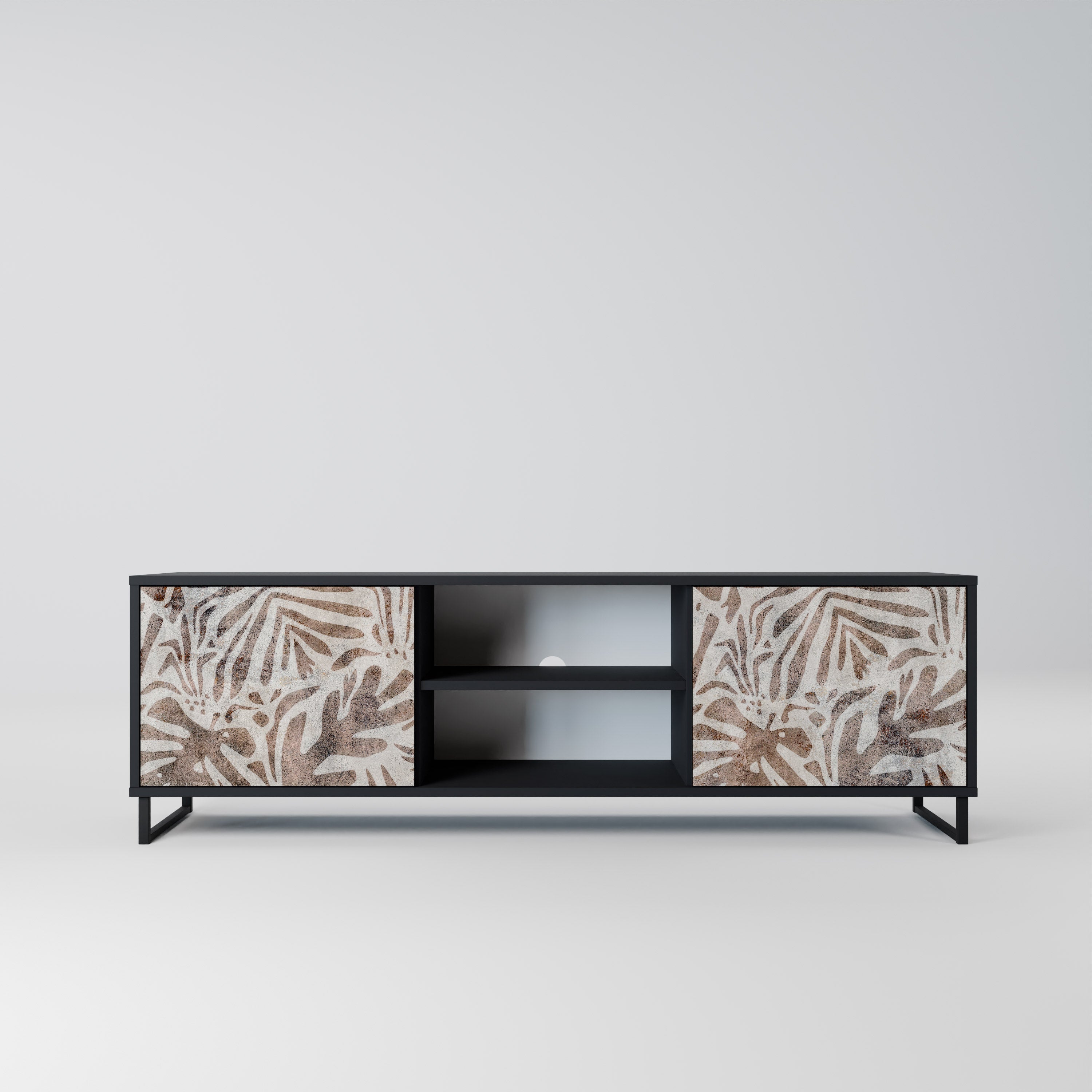 Mueble de TV de 2 puertas PASSING TIME en acabado negro