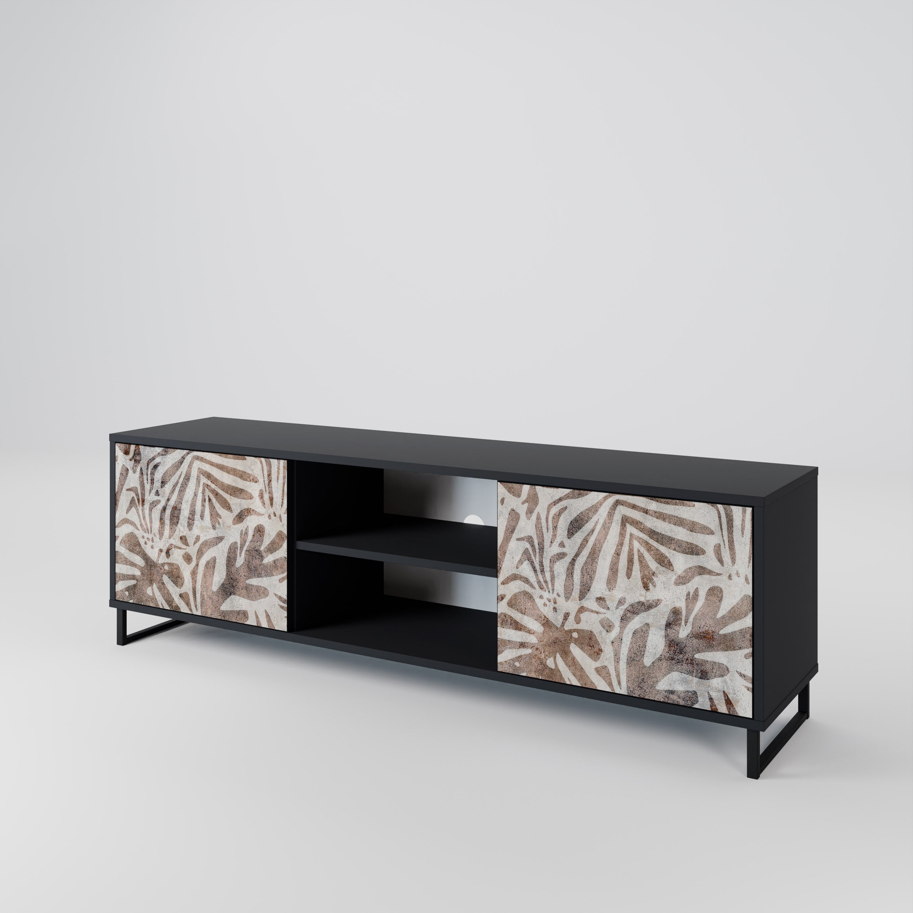 Mueble de TV de 2 puertas PASSING TIME en acabado negro