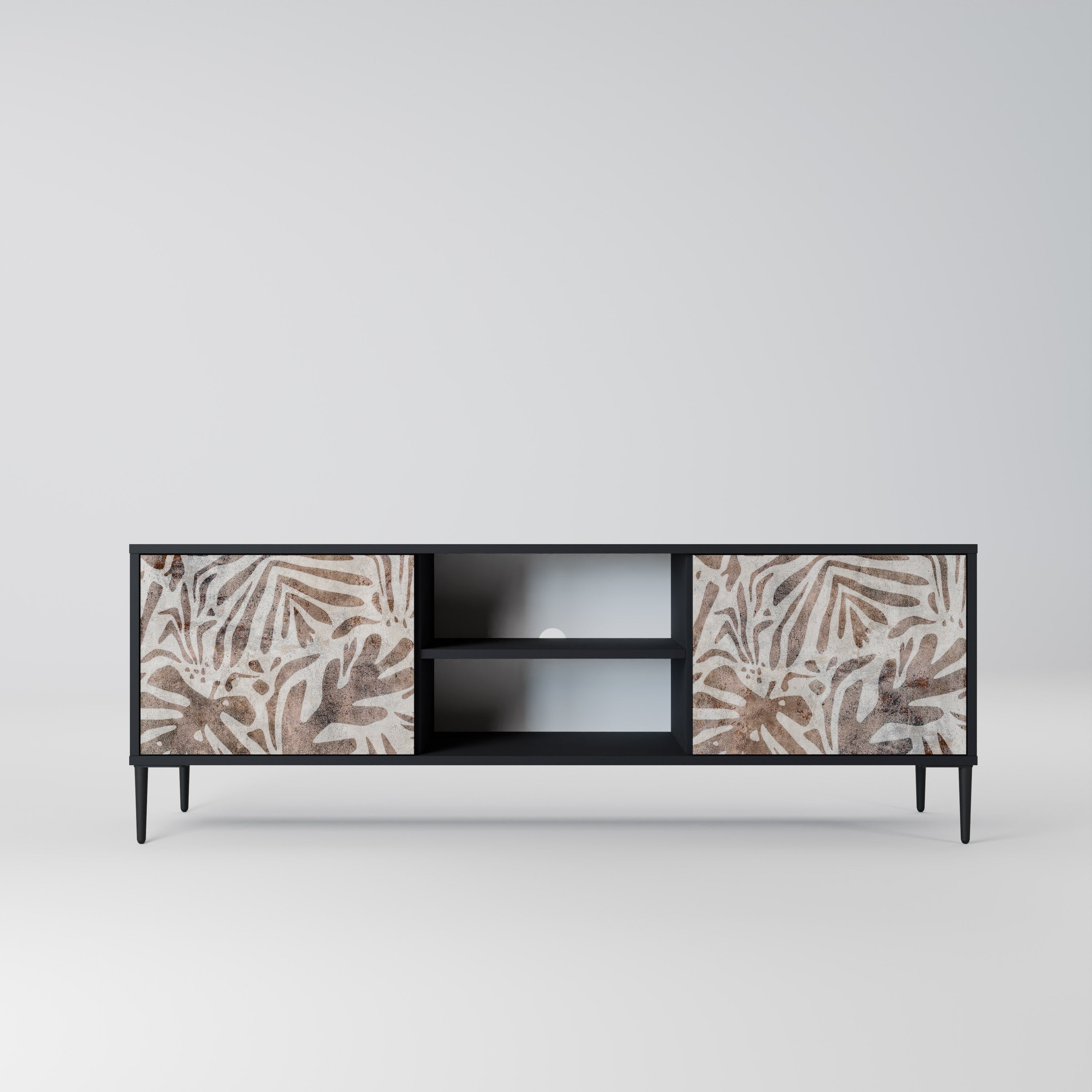 Mueble de TV de 2 puertas PASSING TIME en acabado negro