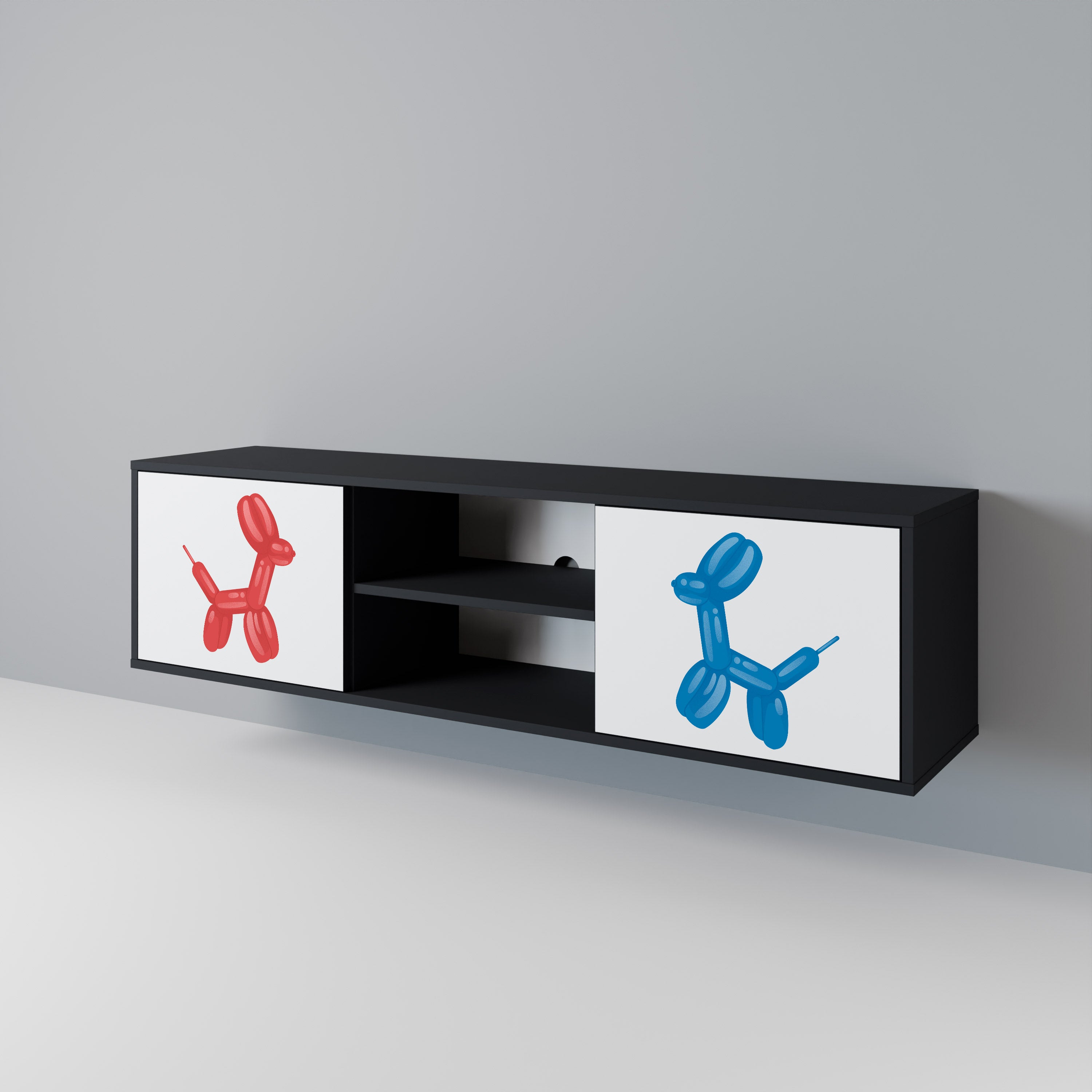 Mueble de TV de 2 puertas CHILDHOOD MEMORY con acabado negro