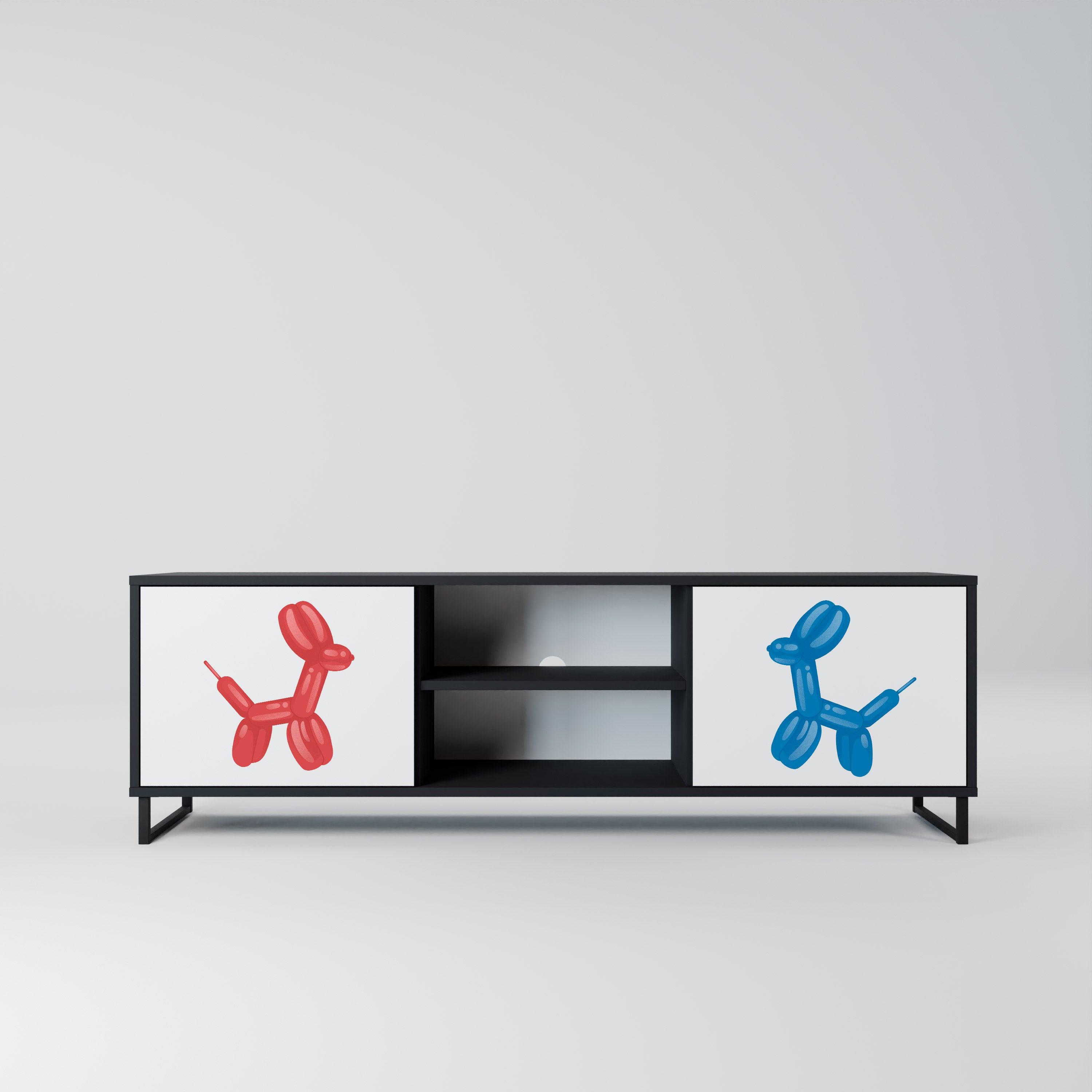 Mueble de TV de 2 puertas CHILDHOOD MEMORY con acabado negro
