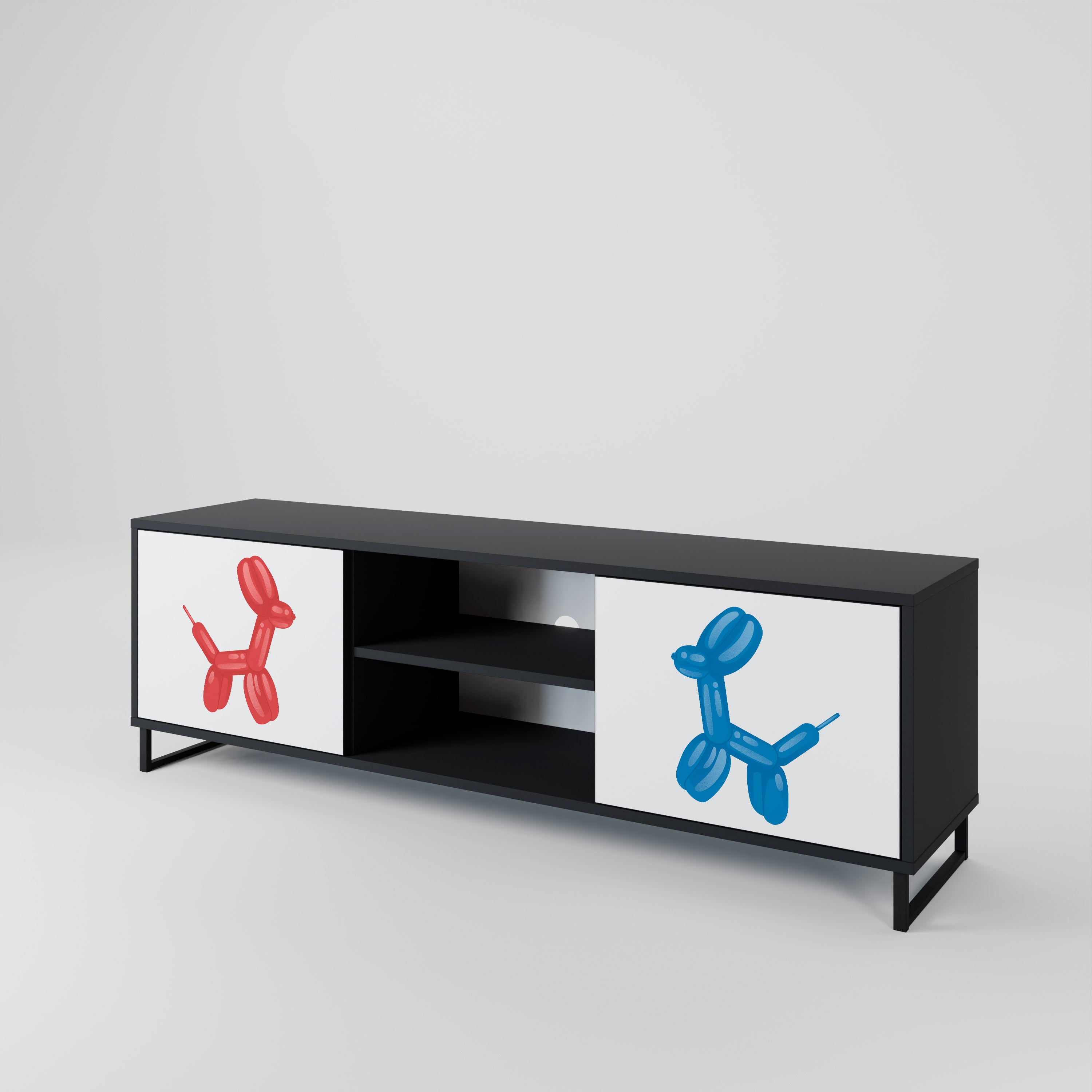 Mueble de TV de 2 puertas CHILDHOOD MEMORY con acabado negro