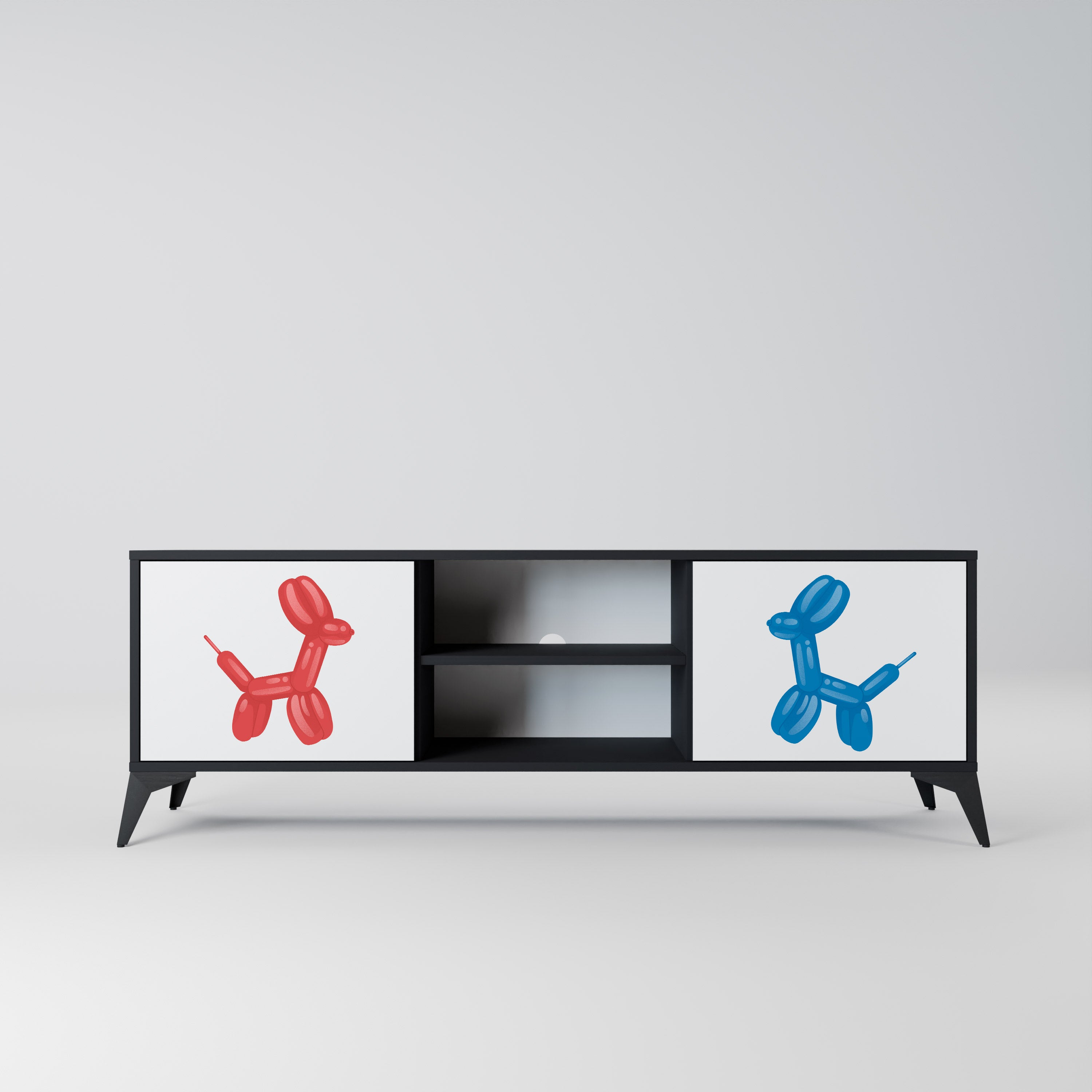 Mueble de TV de 2 puertas CHILDHOOD MEMORY con acabado negro