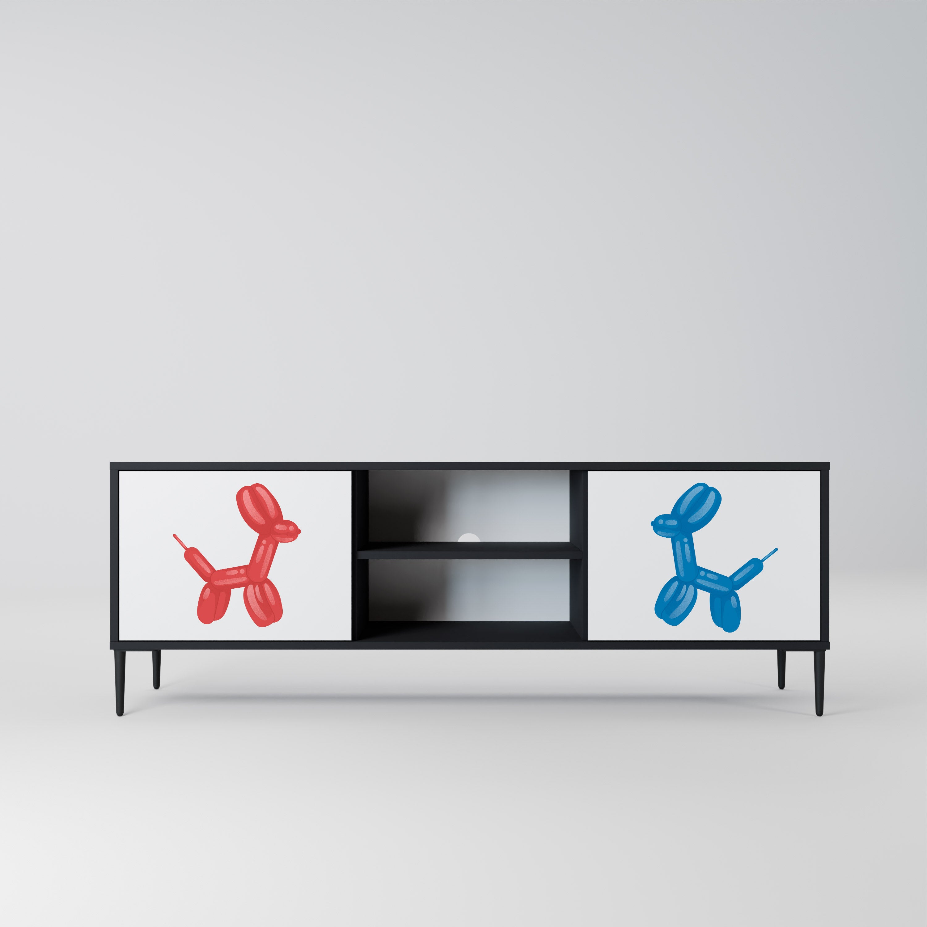 Mueble de TV de 2 puertas CHILDHOOD MEMORY con acabado negro