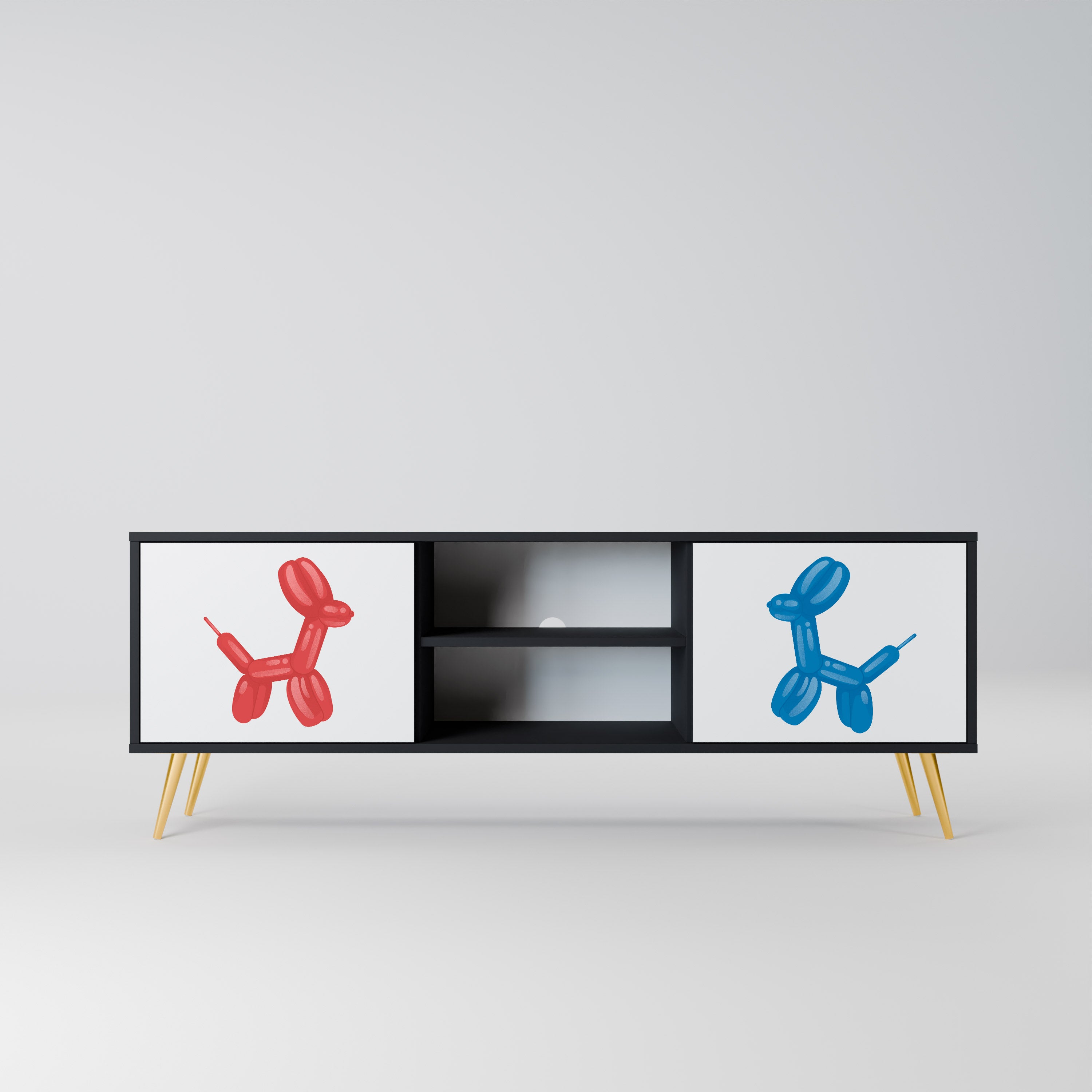 Mueble de TV de 2 puertas CHILDHOOD MEMORY con acabado negro