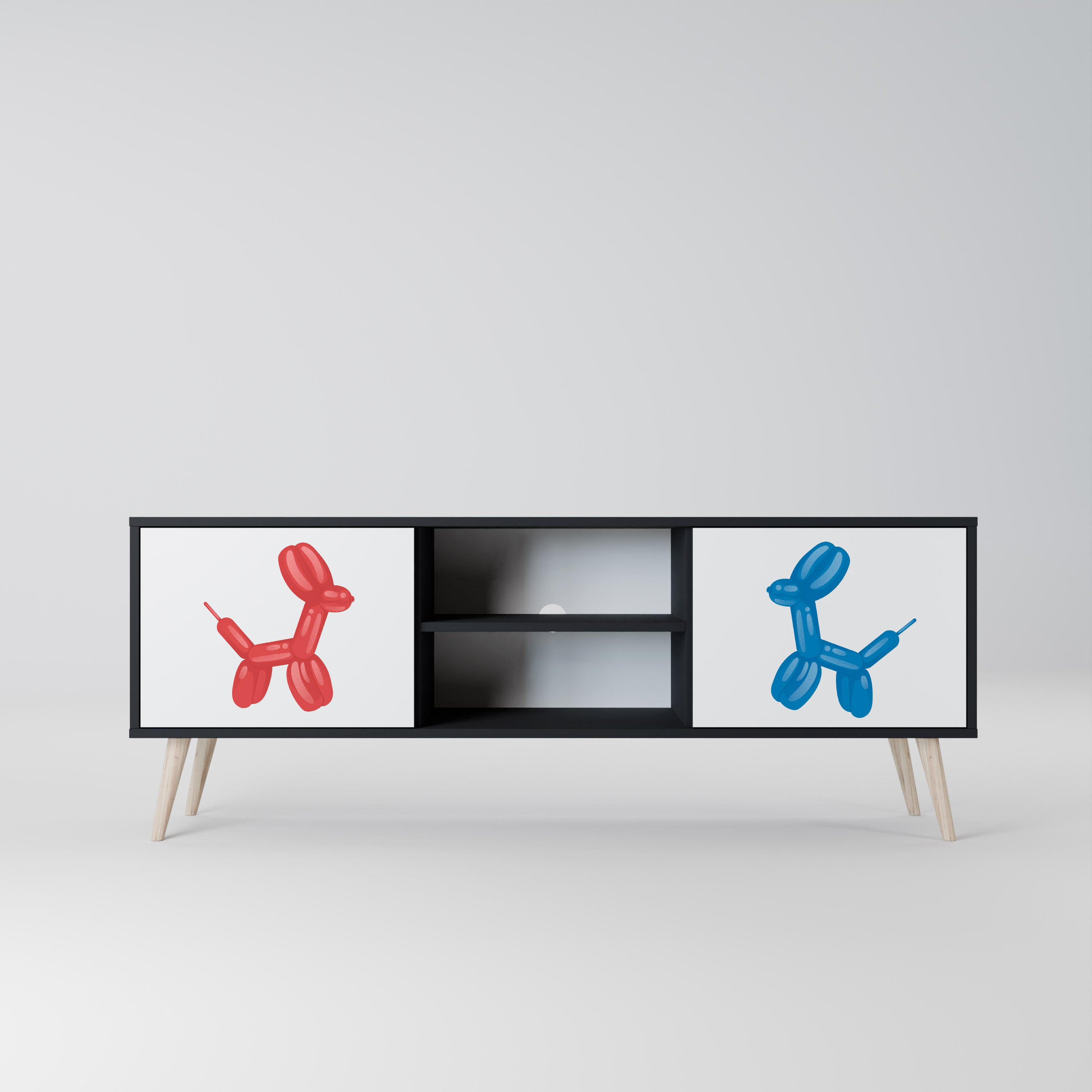 Mueble de TV de 2 puertas CHILDHOOD MEMORY con acabado negro