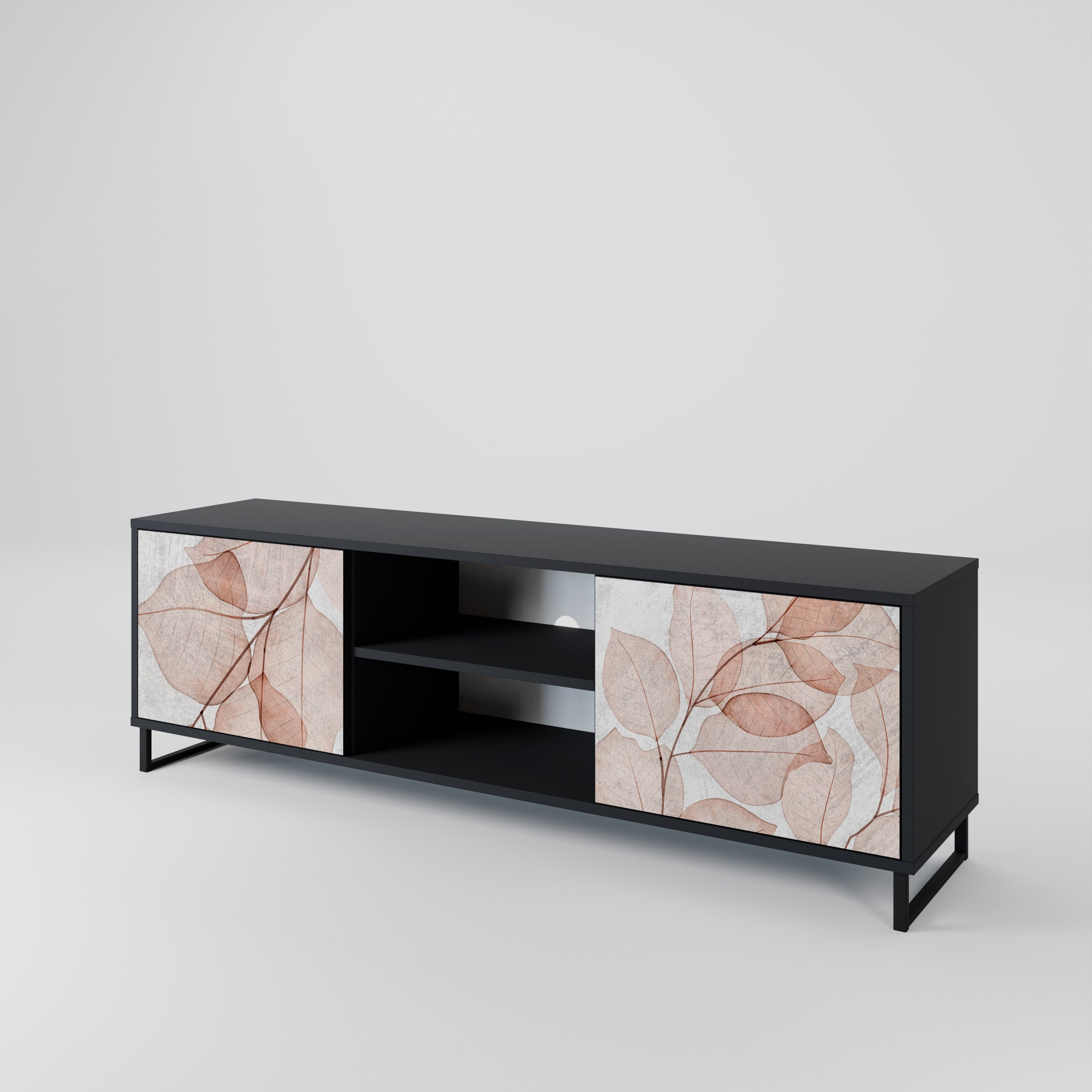 Mueble de TV de 2 puertas AUTUMN FRAGILITY en acabado negro
