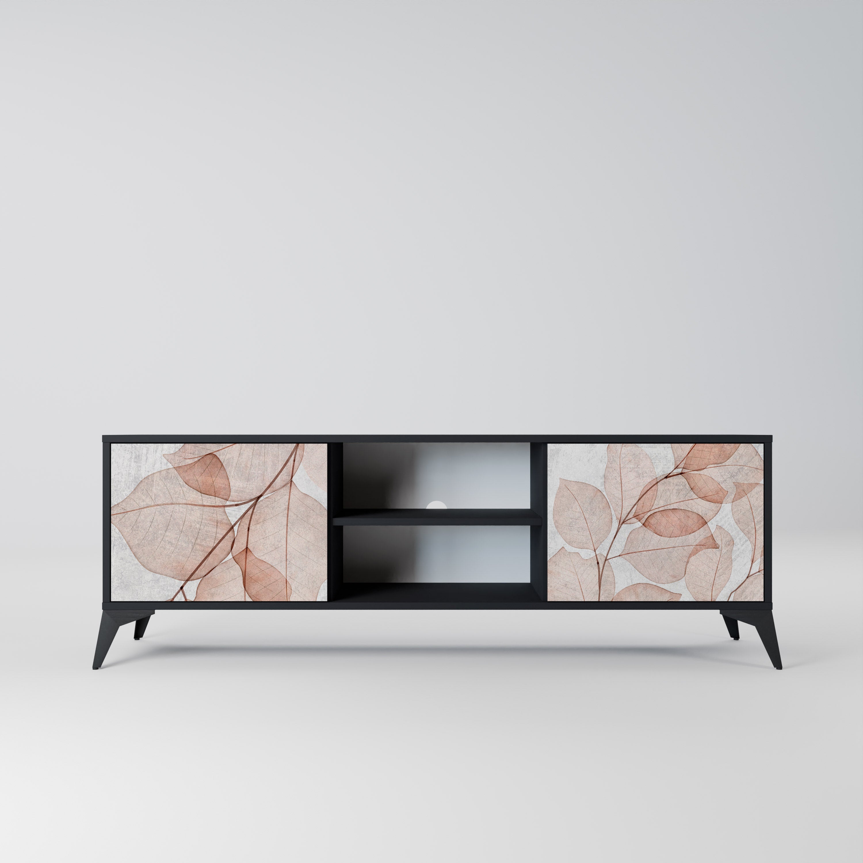 Mueble de TV de 2 puertas AUTUMN FRAGILITY en acabado negro
